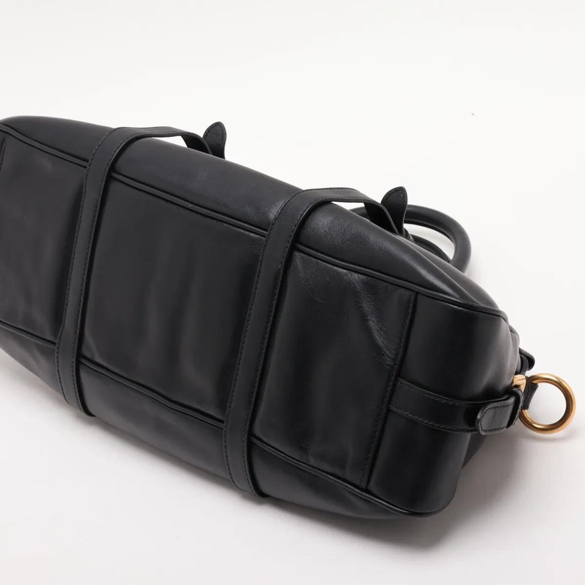 Leather 2-Way Handbag, Black — view 3
