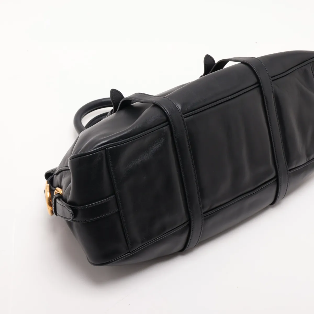 Leather 2-Way Handbag, Black — view 4