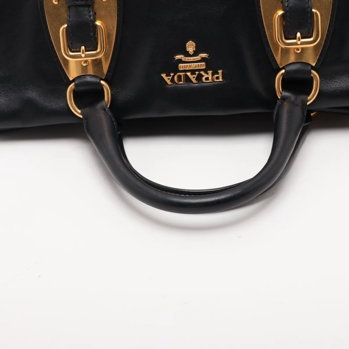 Leather 2-Way Handbag, Black — view 5