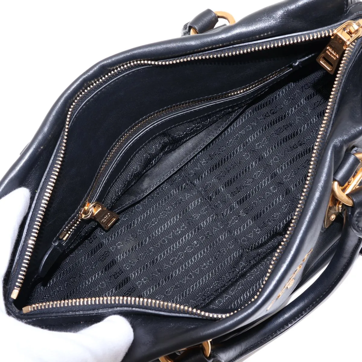 Leather 2-Way Handbag, Black — view 8