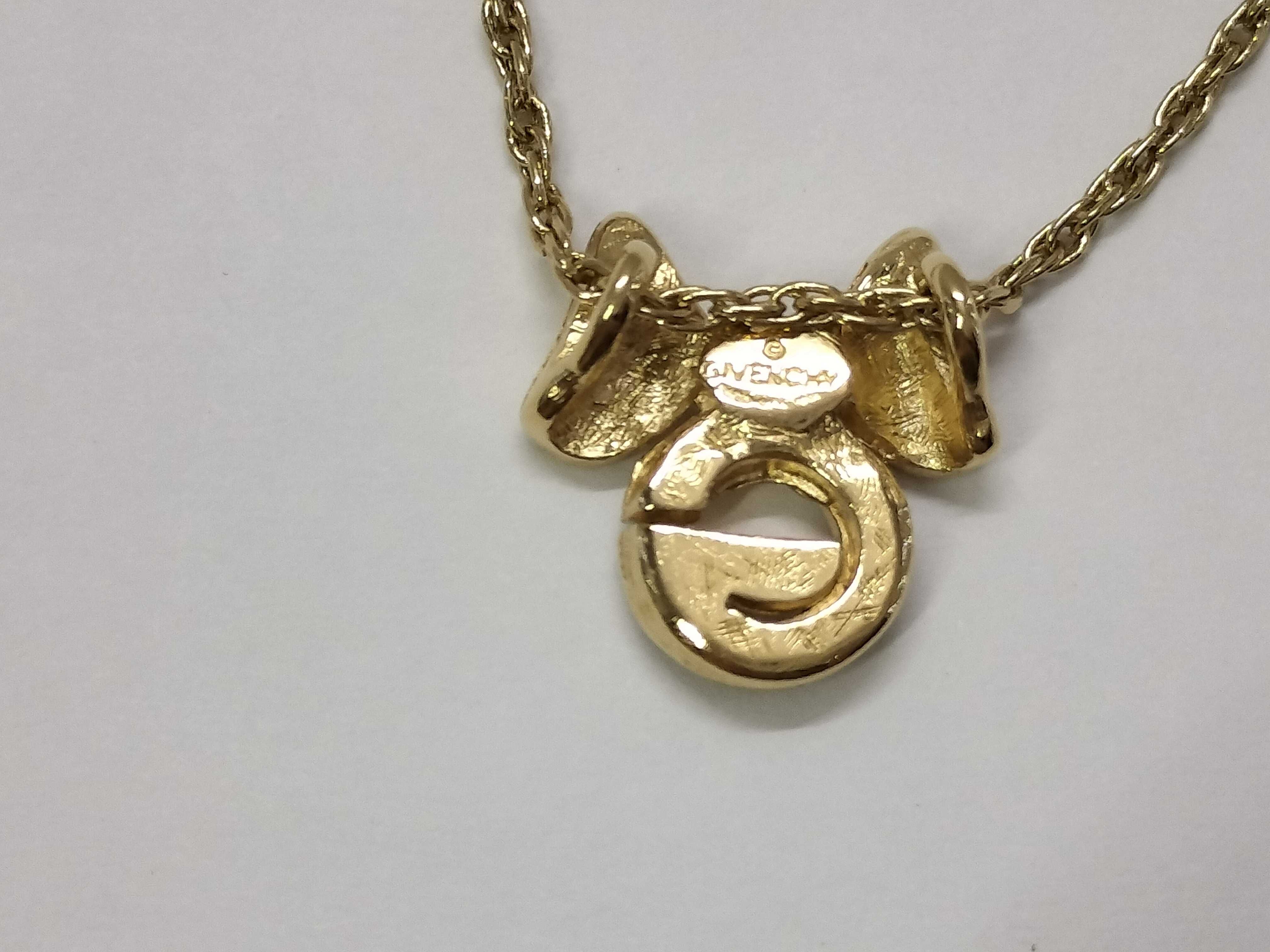 G-logo ribbon rhinestone gold necklace — view 2