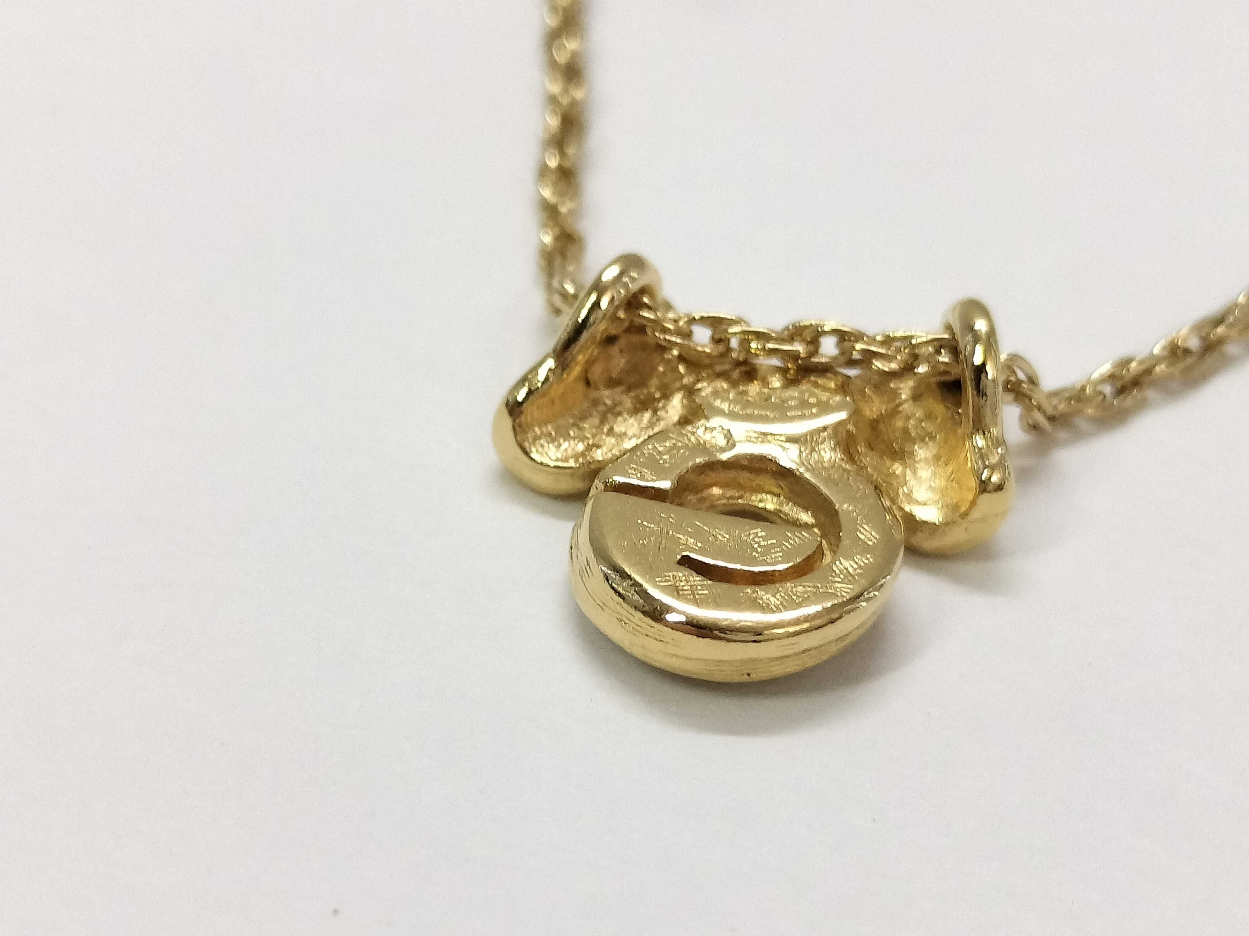 G-logo ribbon rhinestone gold necklace — view 3