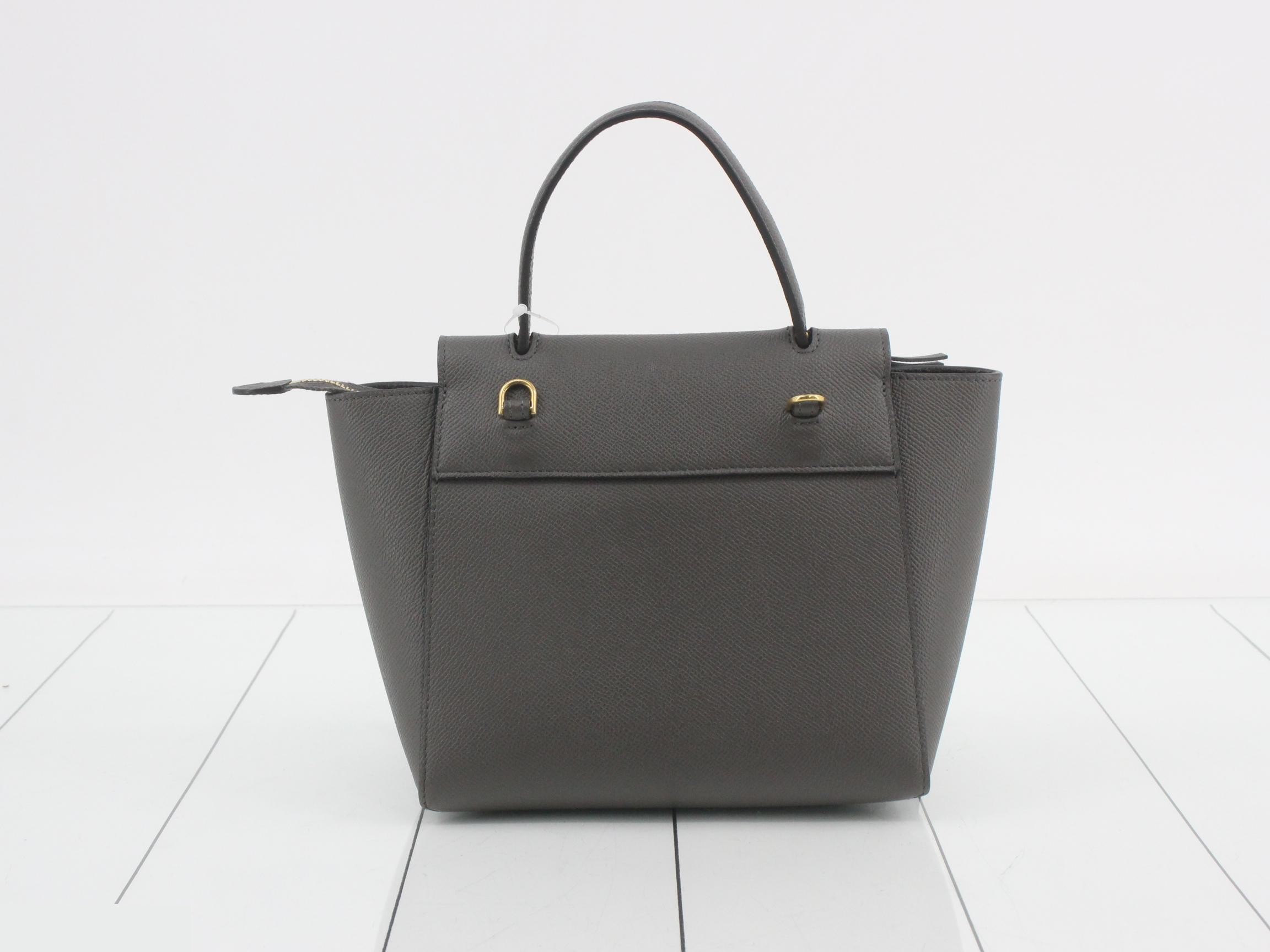Belt bag, leather, 2-way handbag, gray — view 2