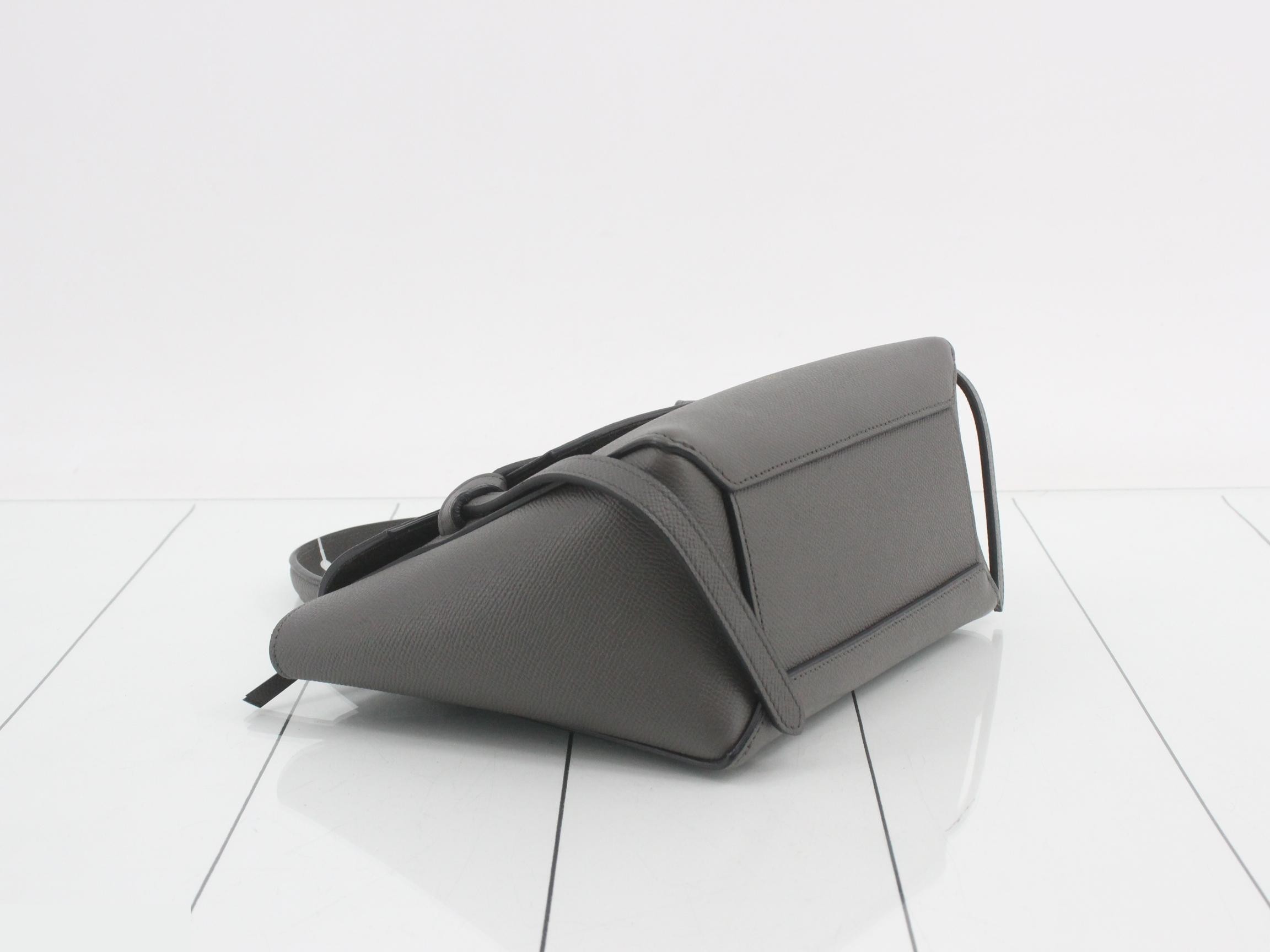 Belt bag, leather, 2-way handbag, gray — view 5