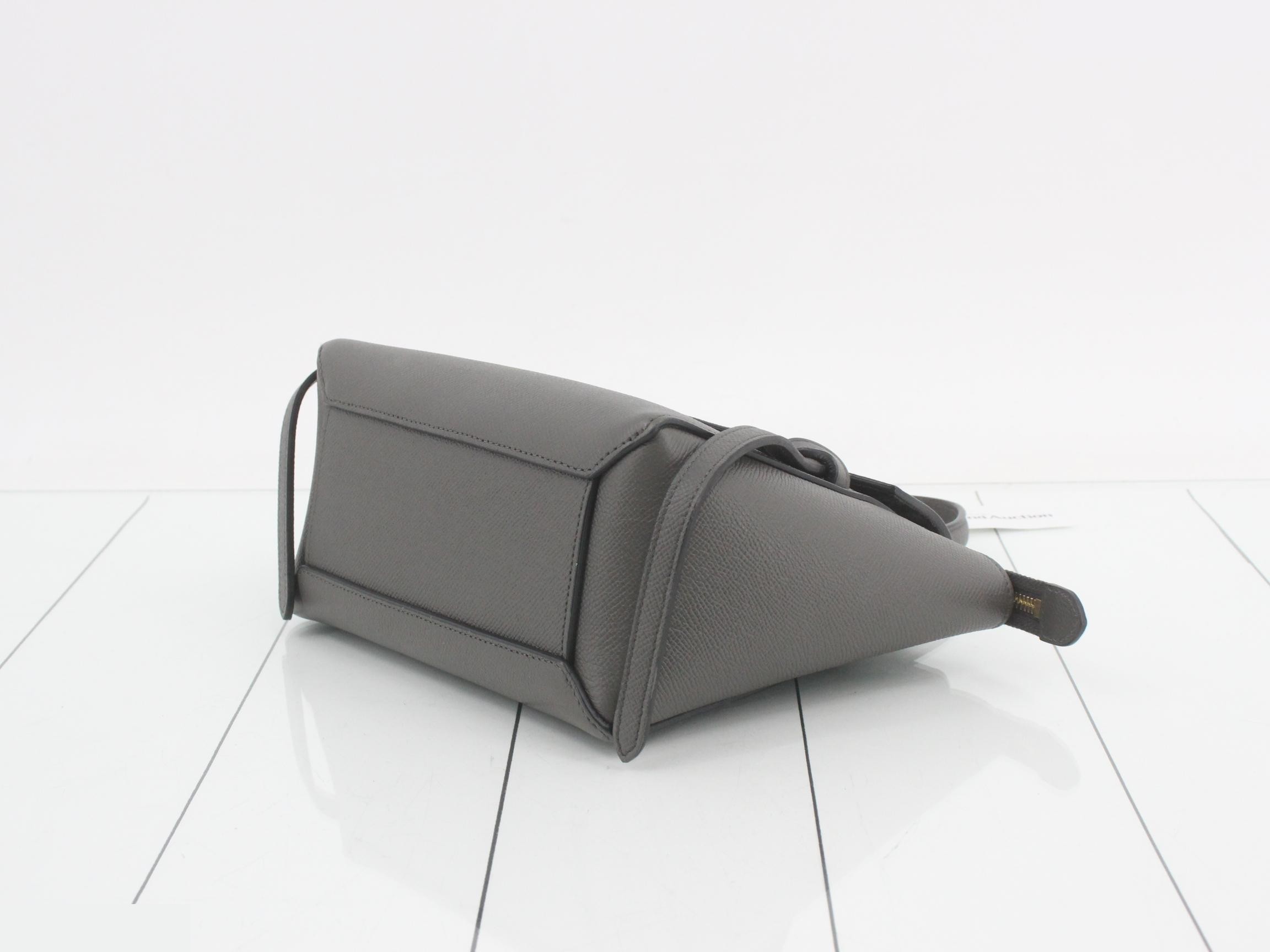 Belt bag, leather, 2-way handbag, gray — view 6
