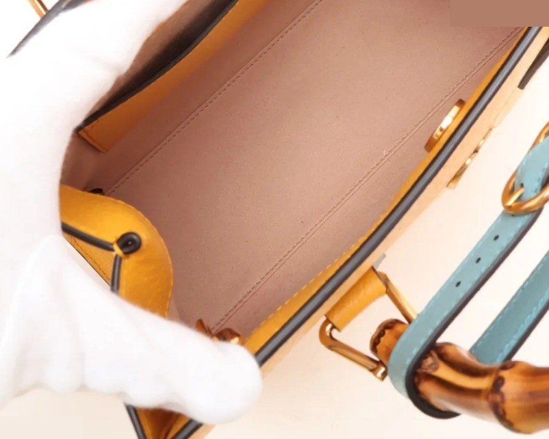 Comes with box. Bamboo Diana 702721 Leather 2-Way Bag, Yellow. — view 6