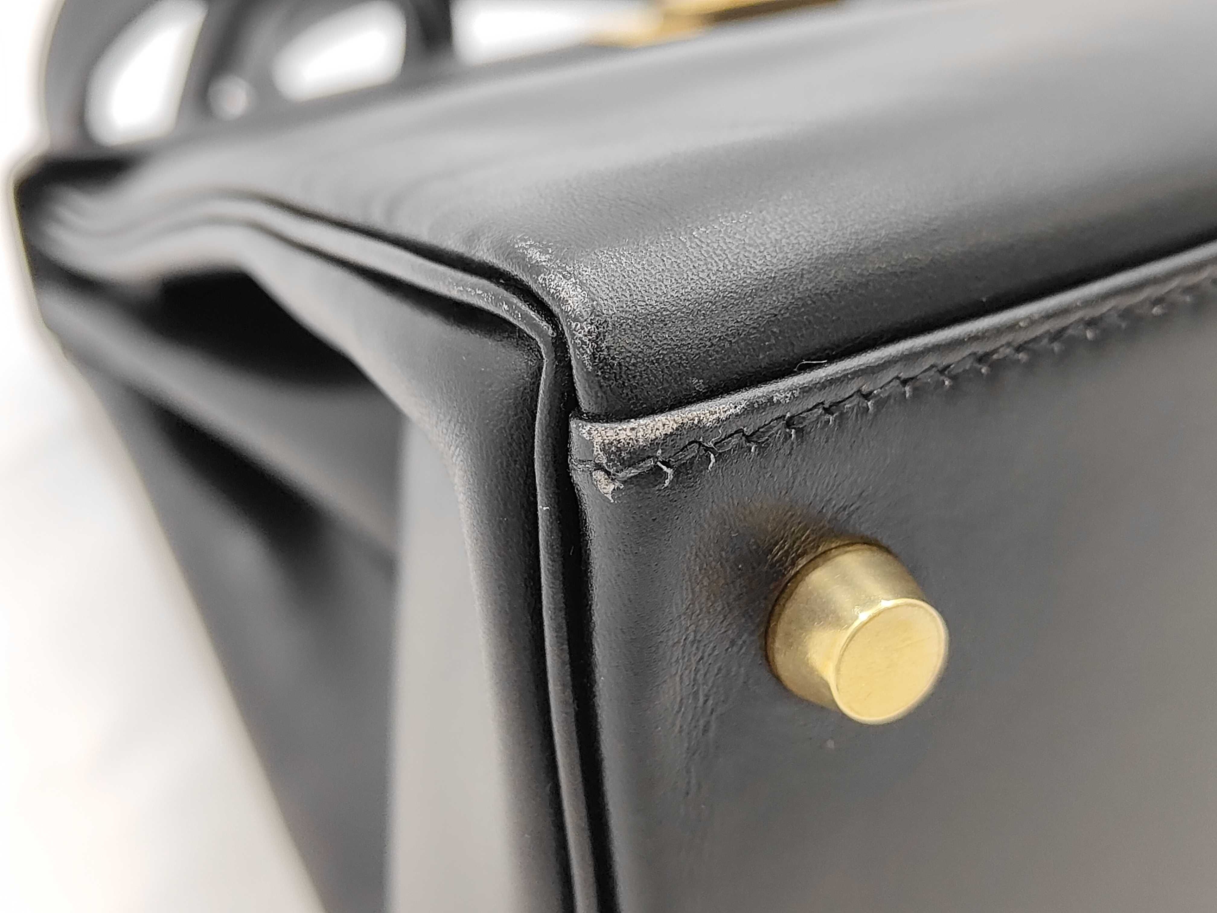 Kelly 28 Box Calf Leather, Black, Gold Hardware, Z Stamp, Handbag — view 6