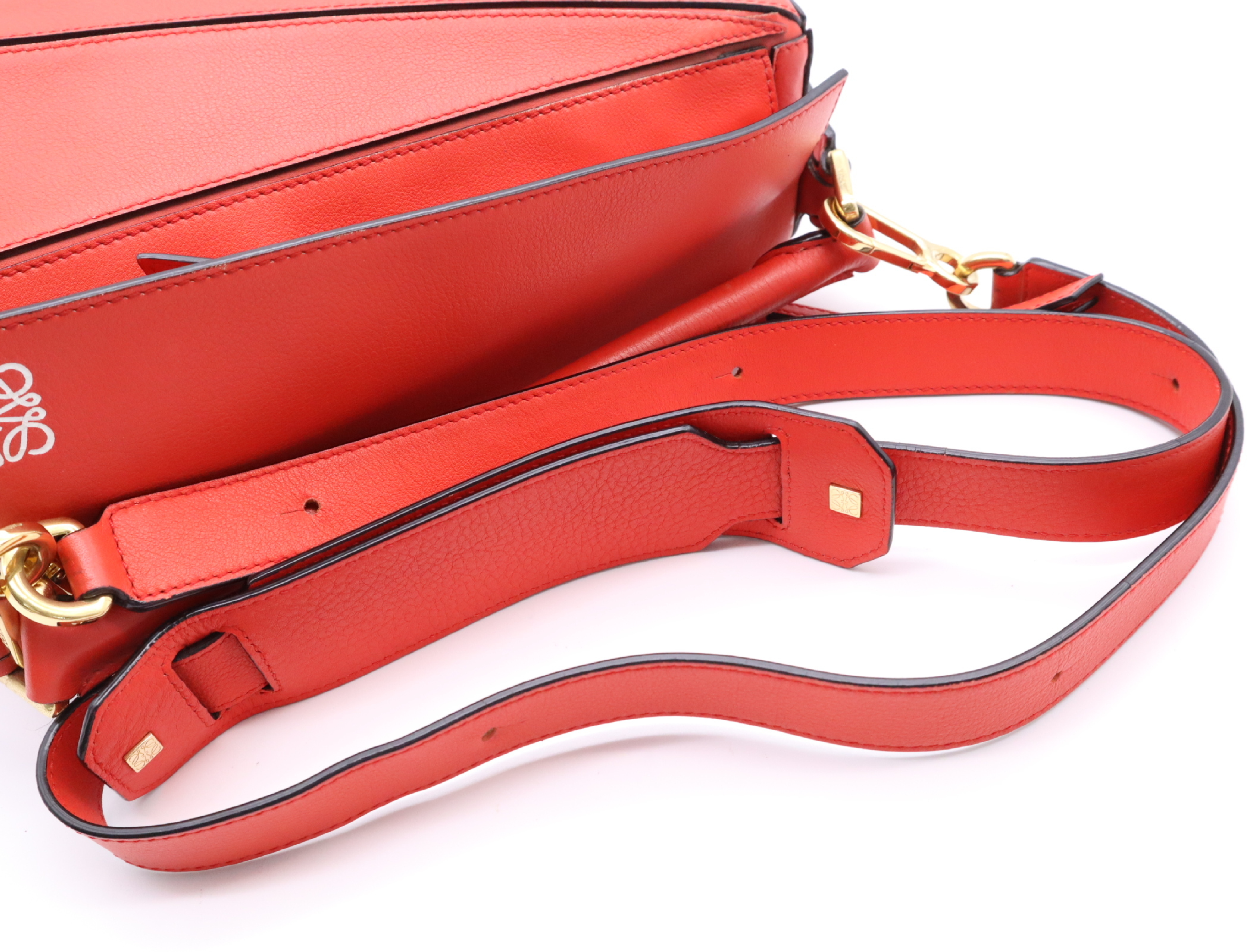 Leather Puzzle Bag Shoulder Bag Red with Shoulder Strap — view 10
