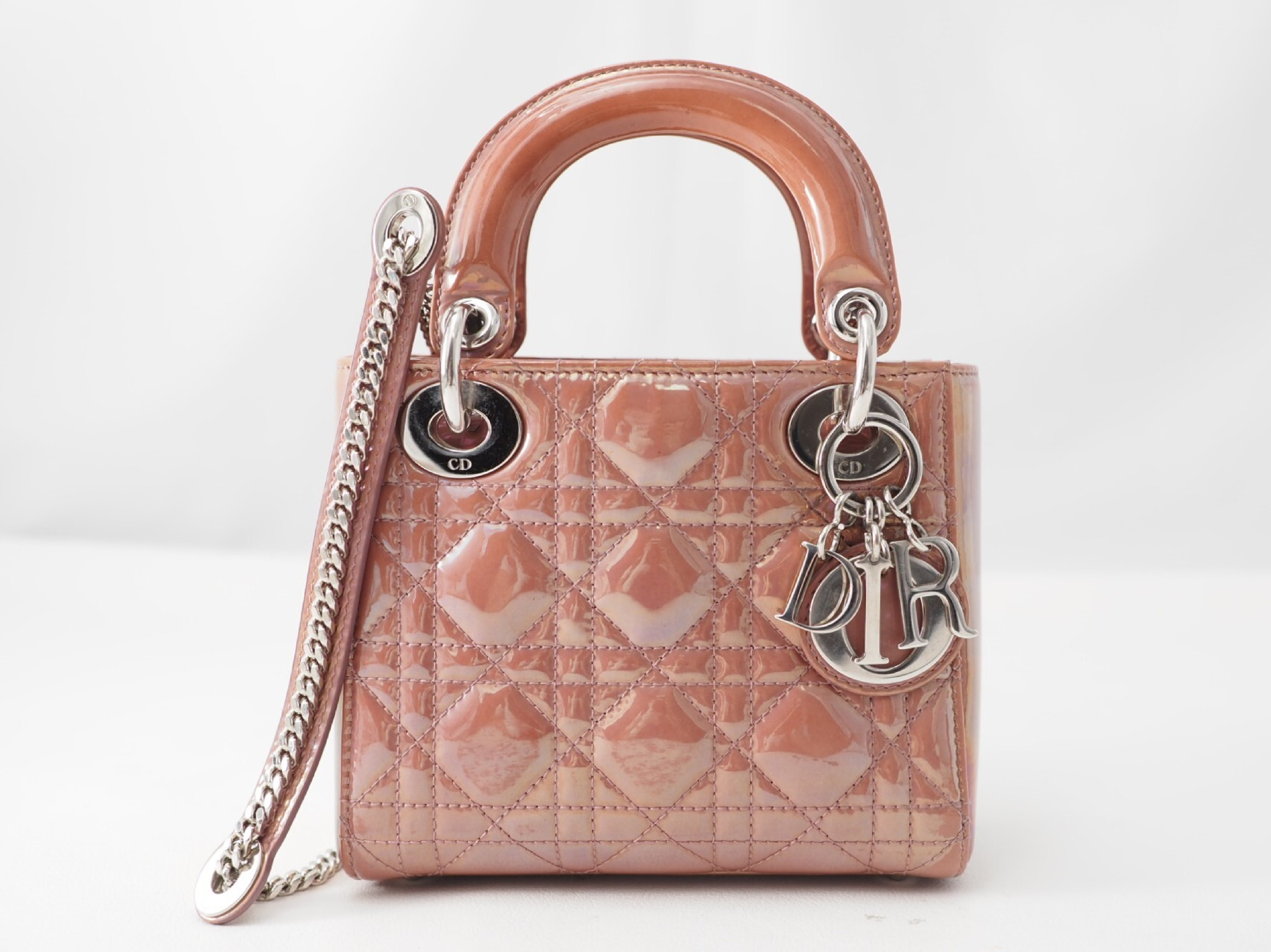 Lady Dior Cannage Patent Leather Aurora Pink 2-way Handbag