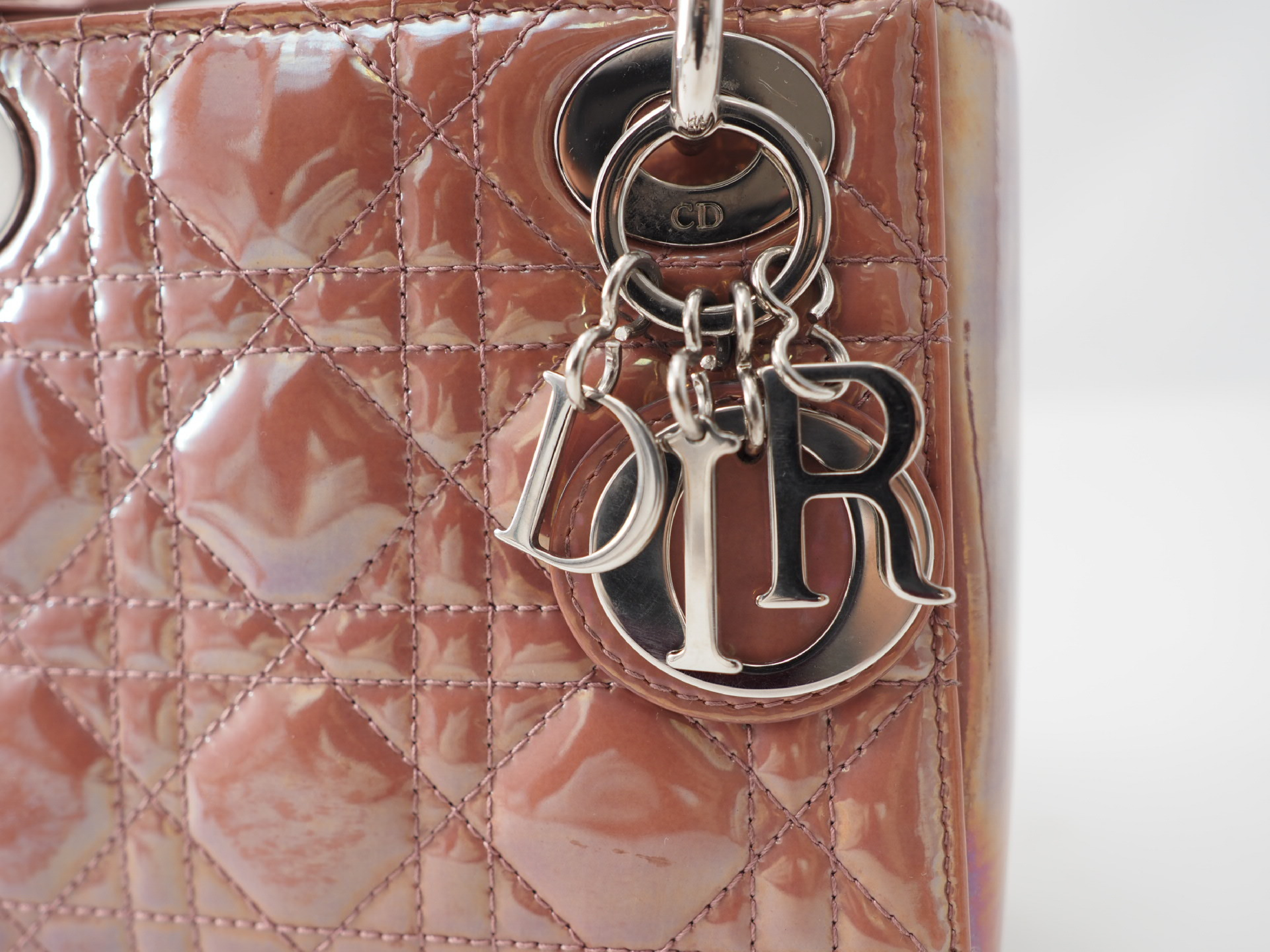 Lady Dior Cannage Patent Leather Aurora Pink 2-way Handbag — view 4
