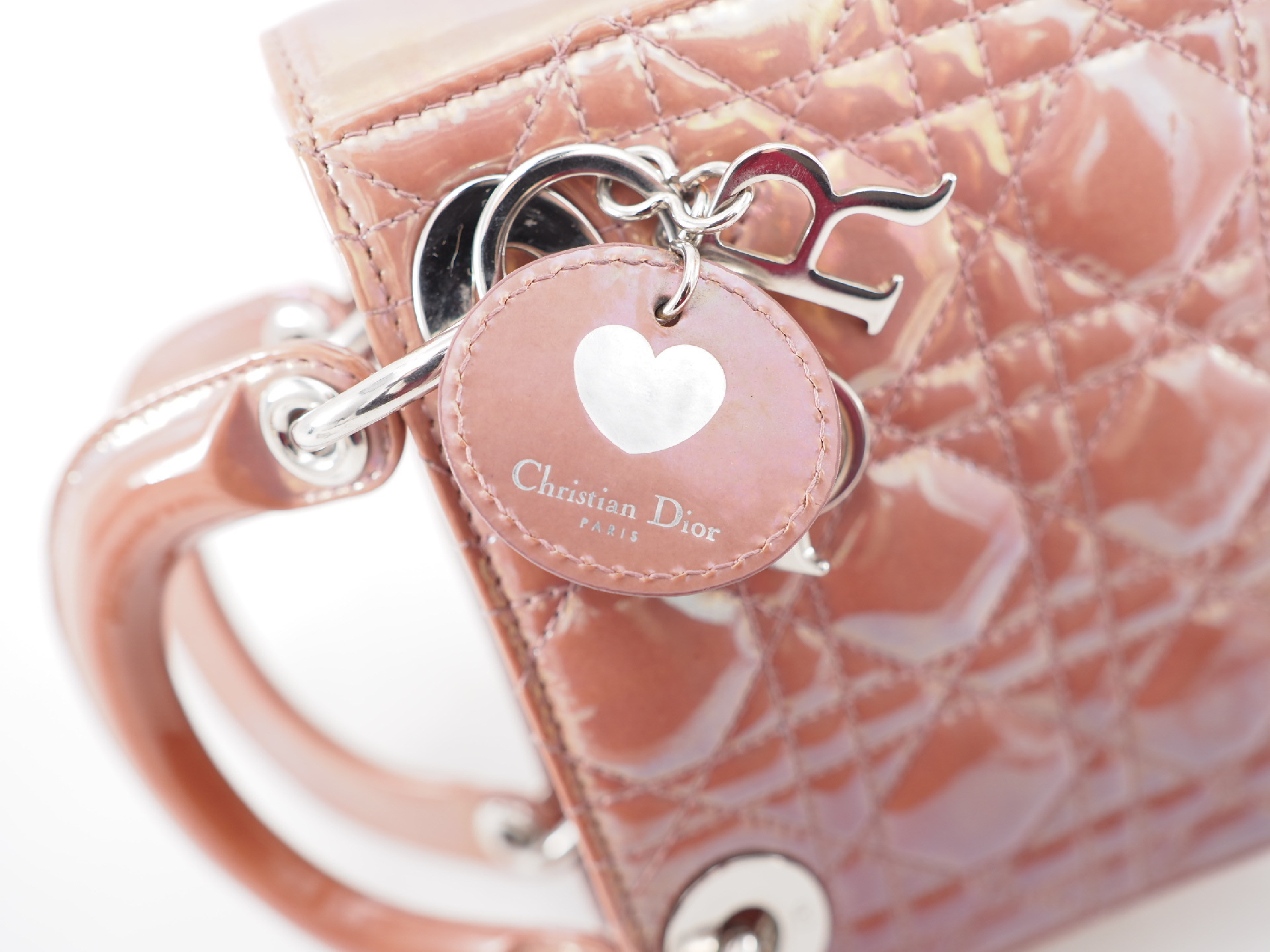 Lady Dior Cannage Patent Leather Aurora Pink 2-way Handbag — view 5