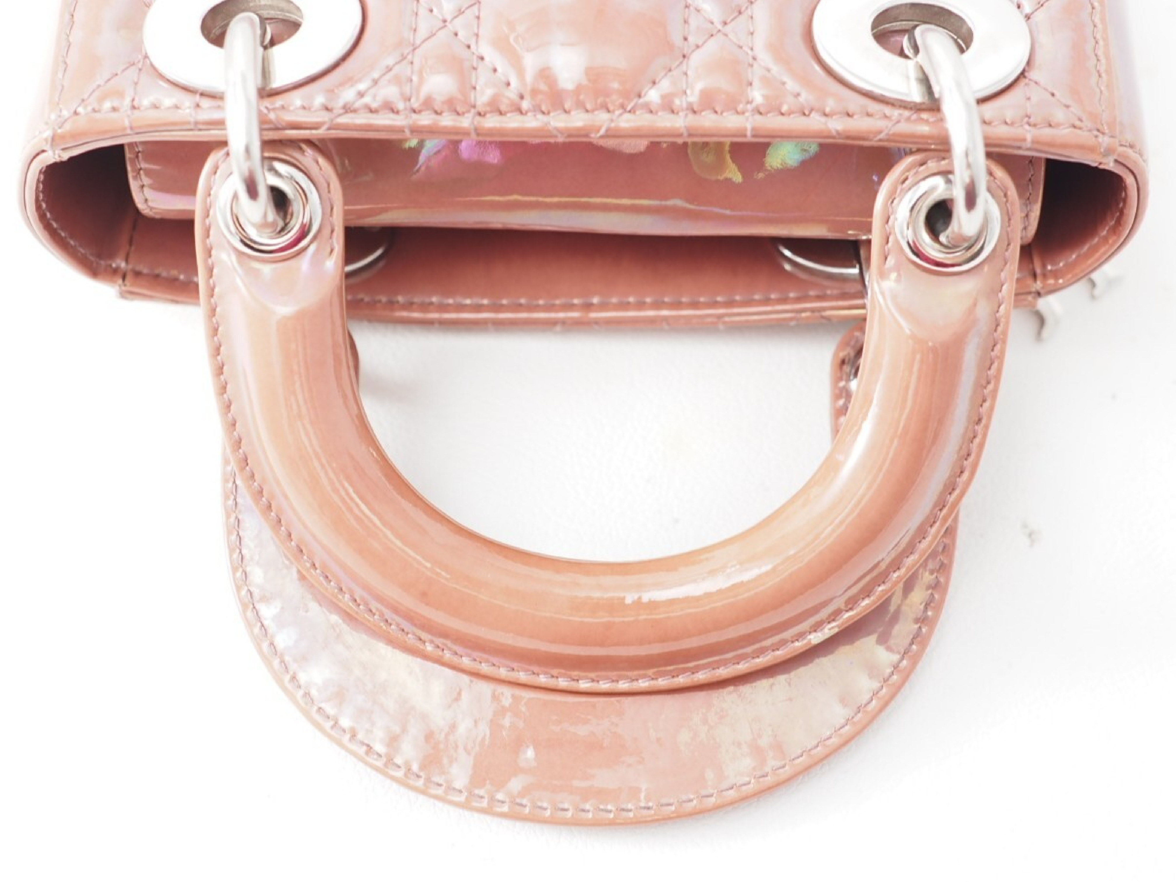Lady Dior Cannage Patent Leather Aurora Pink 2-way Handbag — view 6