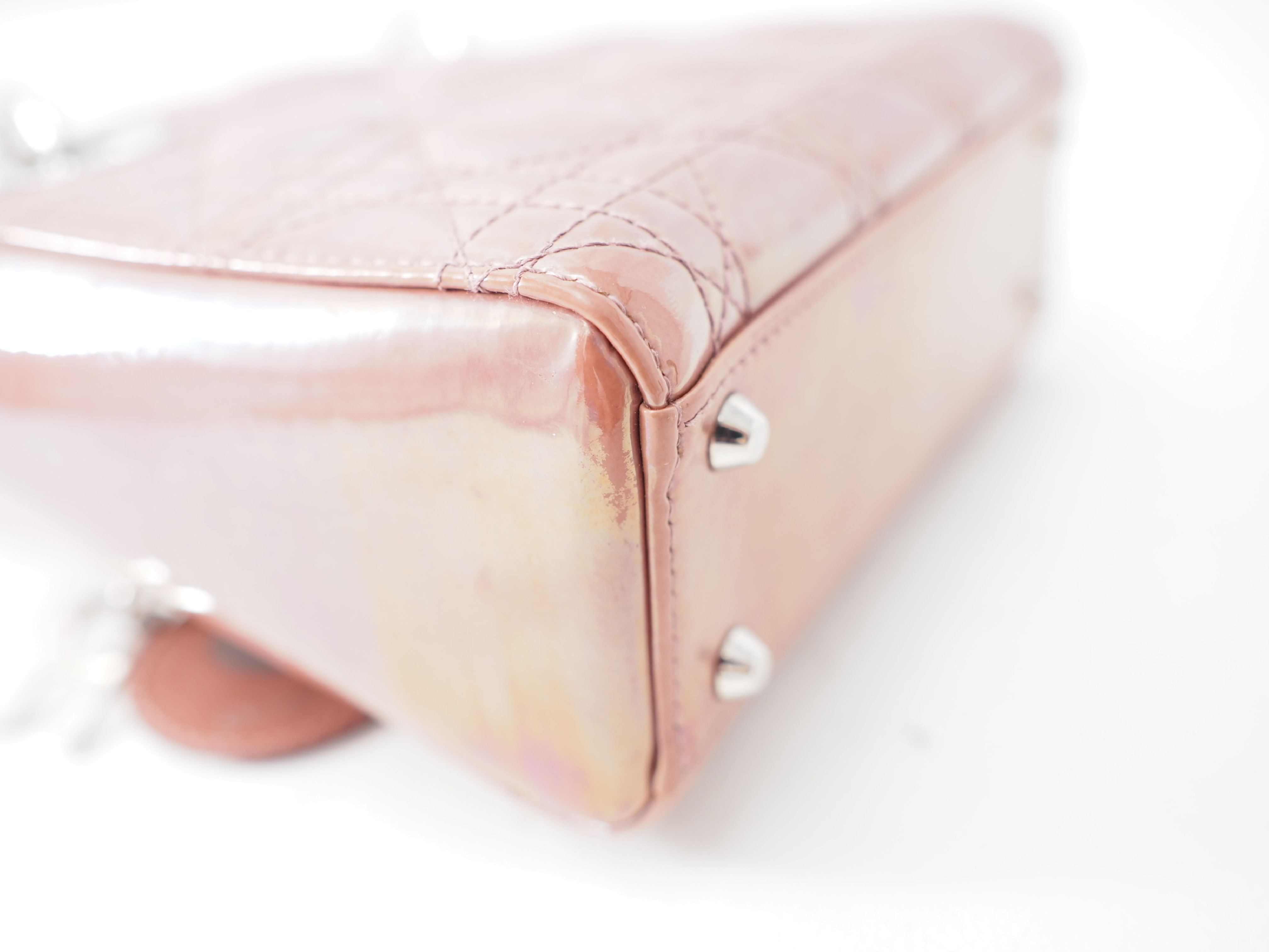 Lady Dior Cannage Patent Leather Aurora Pink 2-way Handbag — view 7
