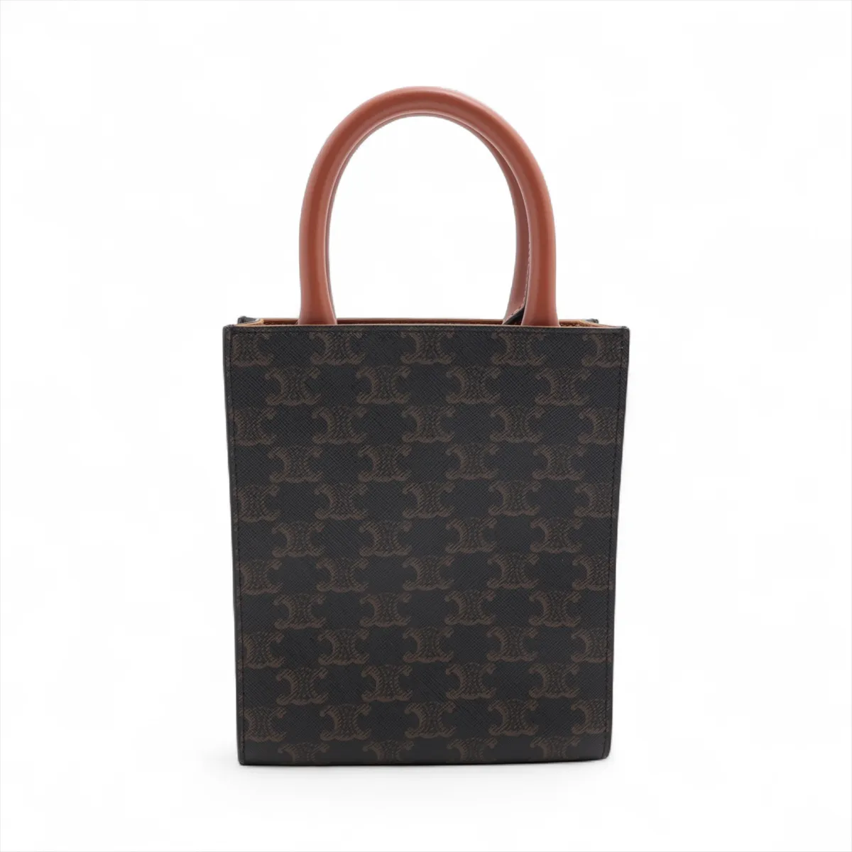 Triomphe Mini Vertical Cover PVC x Leather 2WAY Handbag Brown — view 2