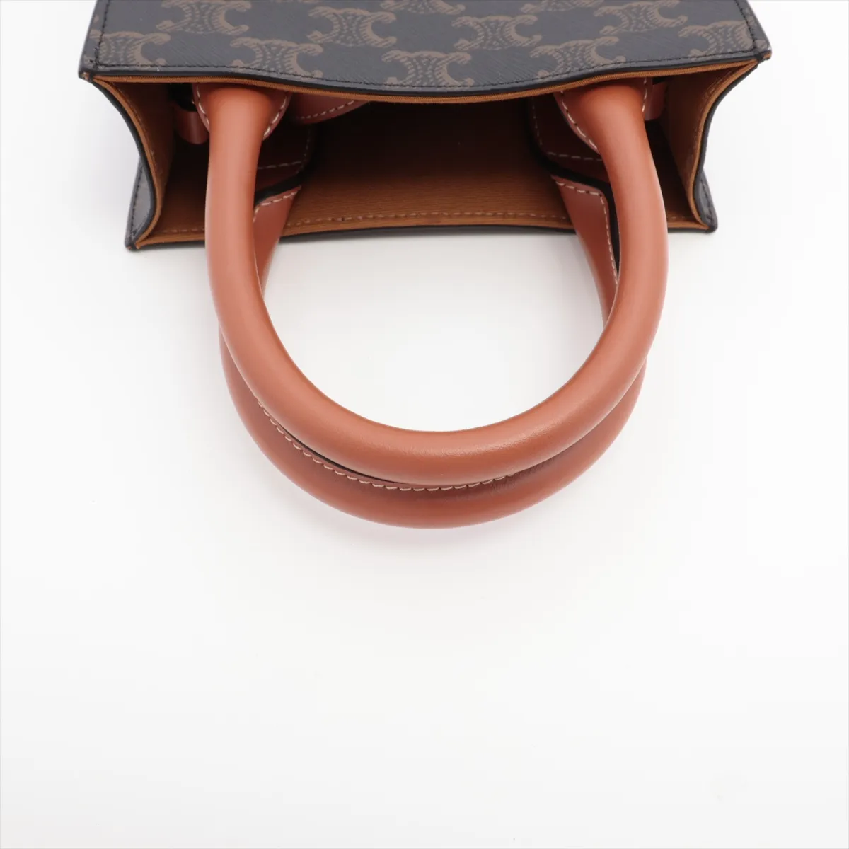 Triomphe Mini Vertical Cover PVC x Leather 2WAY Handbag Brown — view 5
