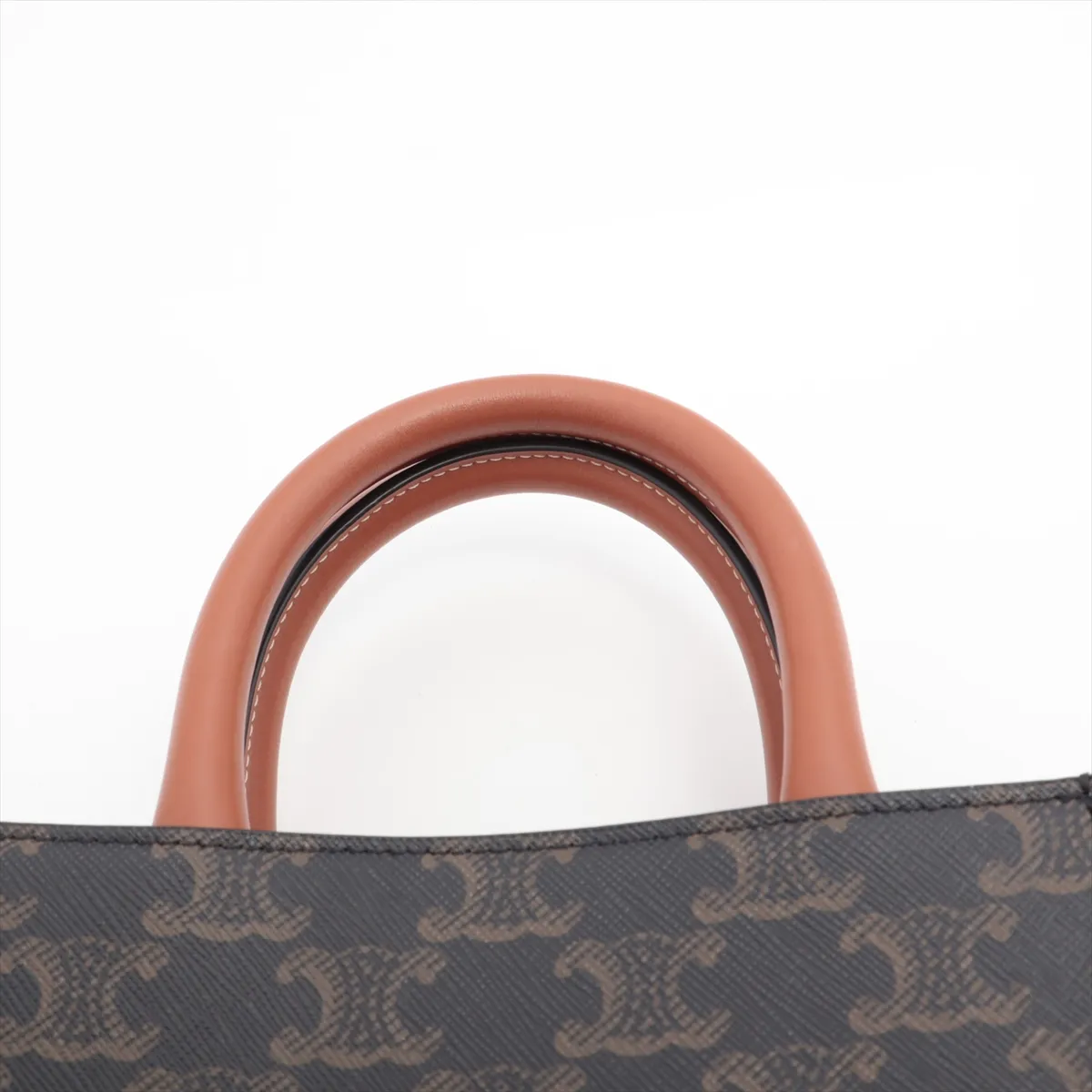 Triomphe Mini Vertical Cover PVC x Leather 2WAY Handbag Brown — view 6