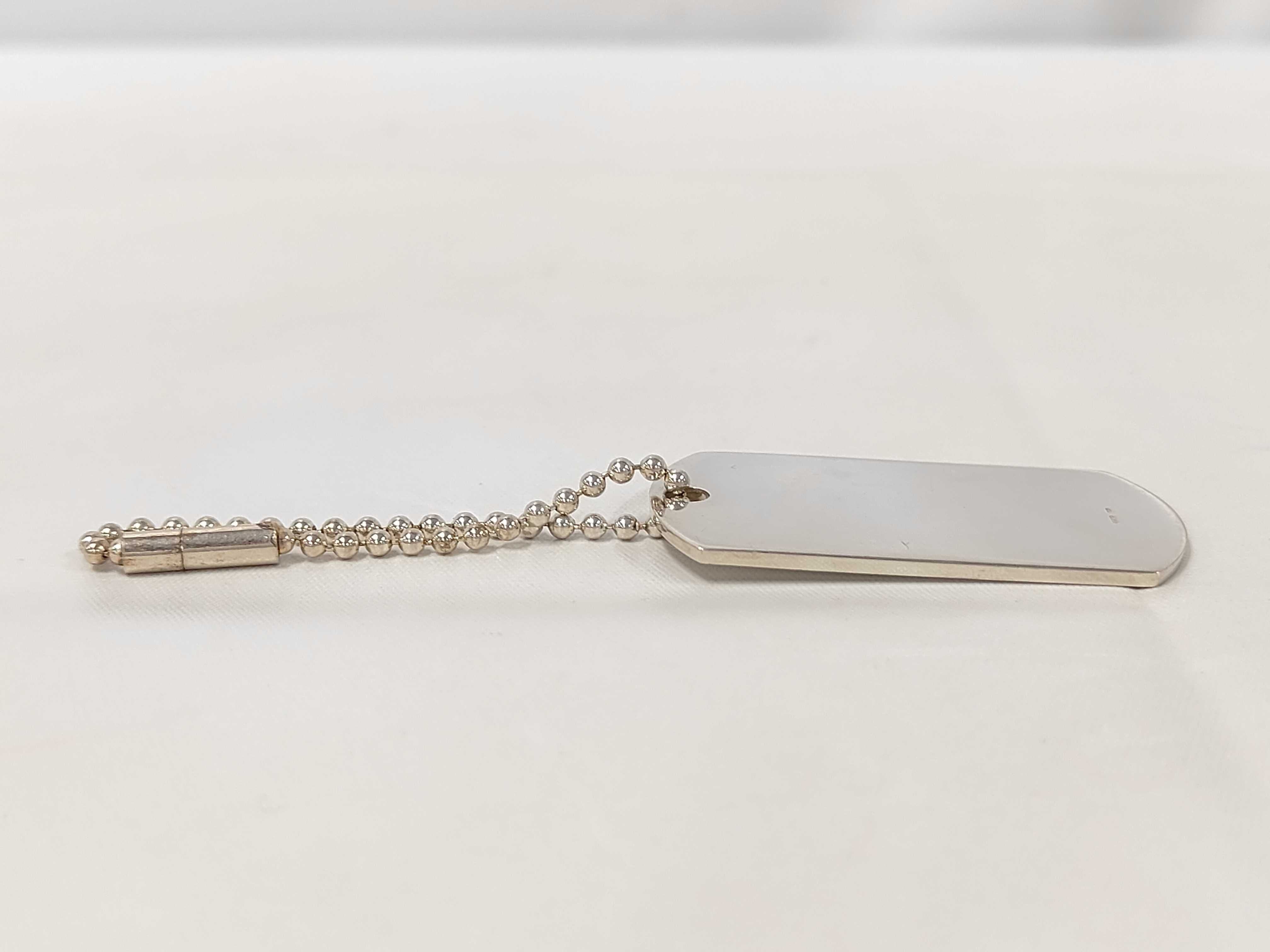 logo plate dog tag ball chain sterling silver 925 SV keychain and other accessories — view 3