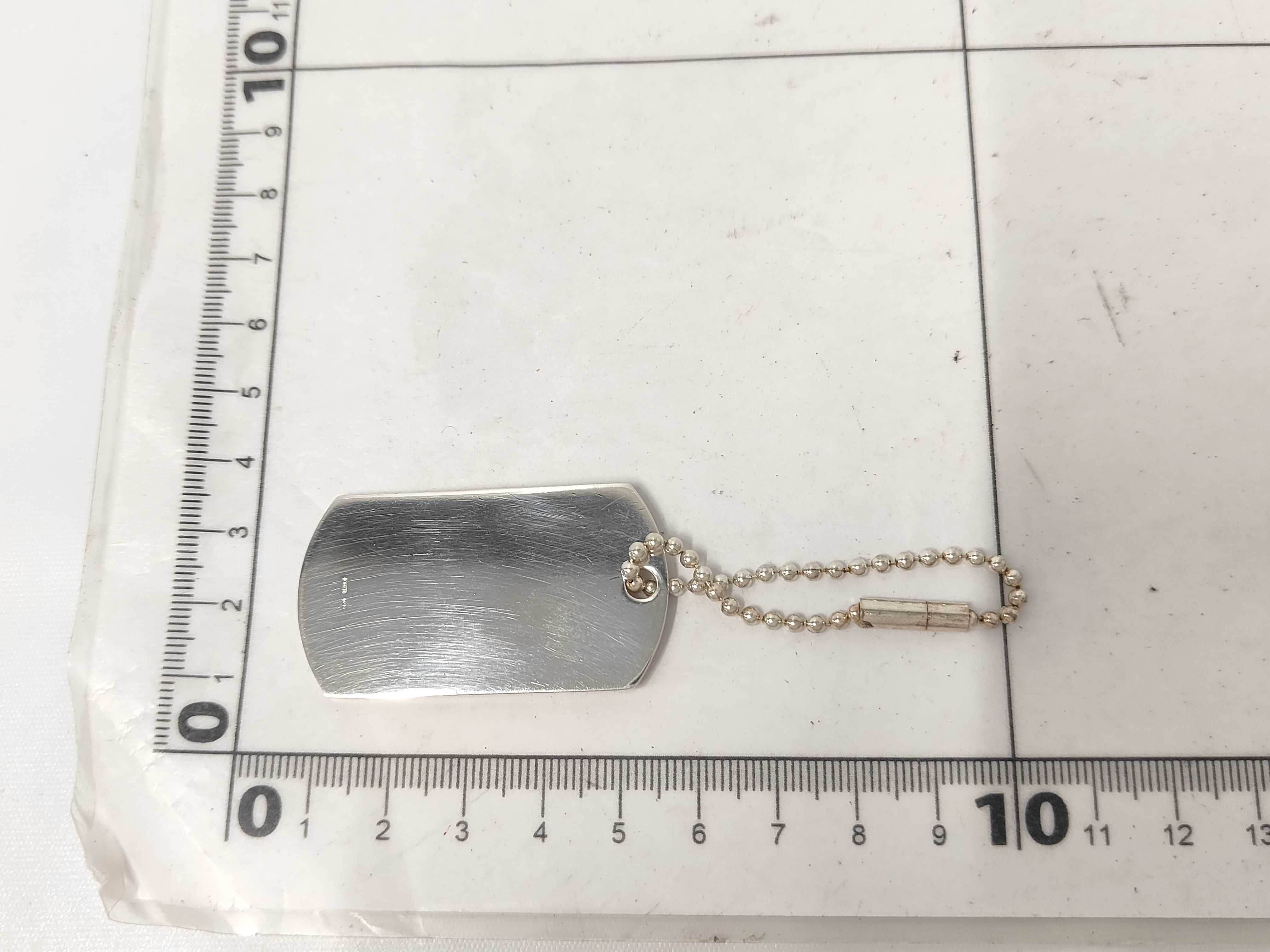 logo plate dog tag ball chain sterling silver 925 SV keychain and other accessories — view 8