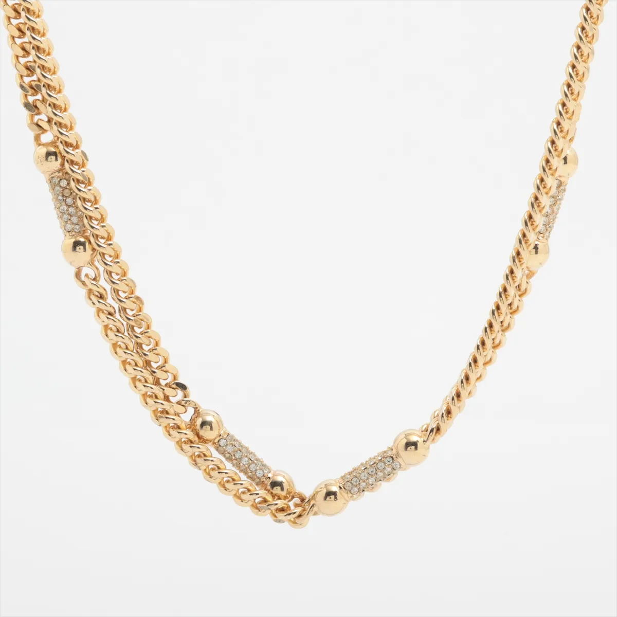necklace, GP x rhinestones, gold,