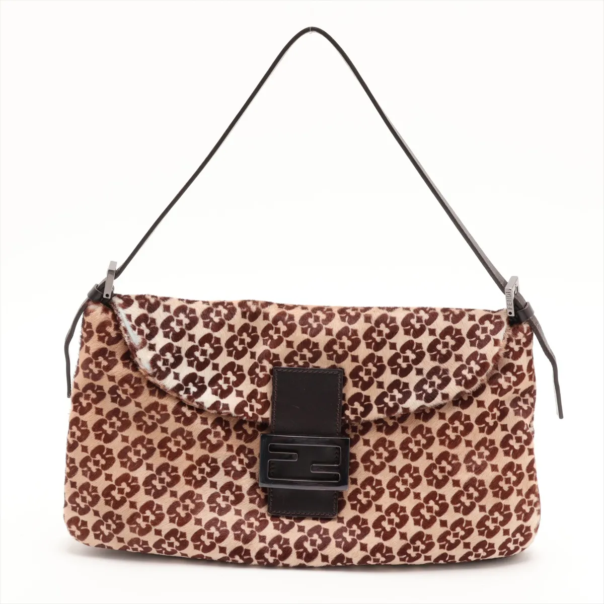 calfskin and leather shoulder bag, brown