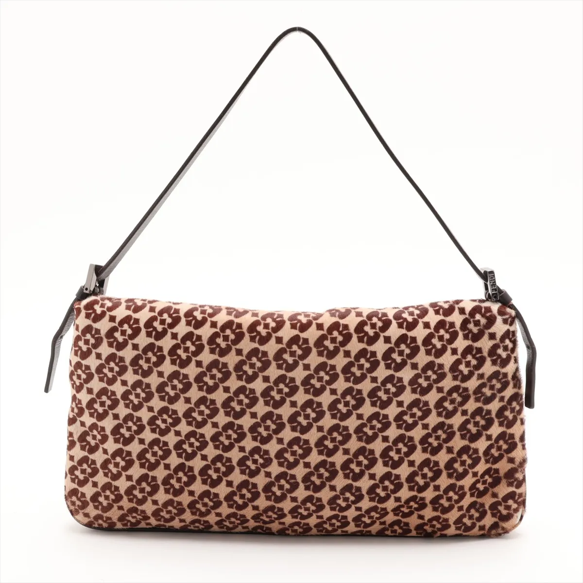 calfskin and leather shoulder bag, brown — view 2