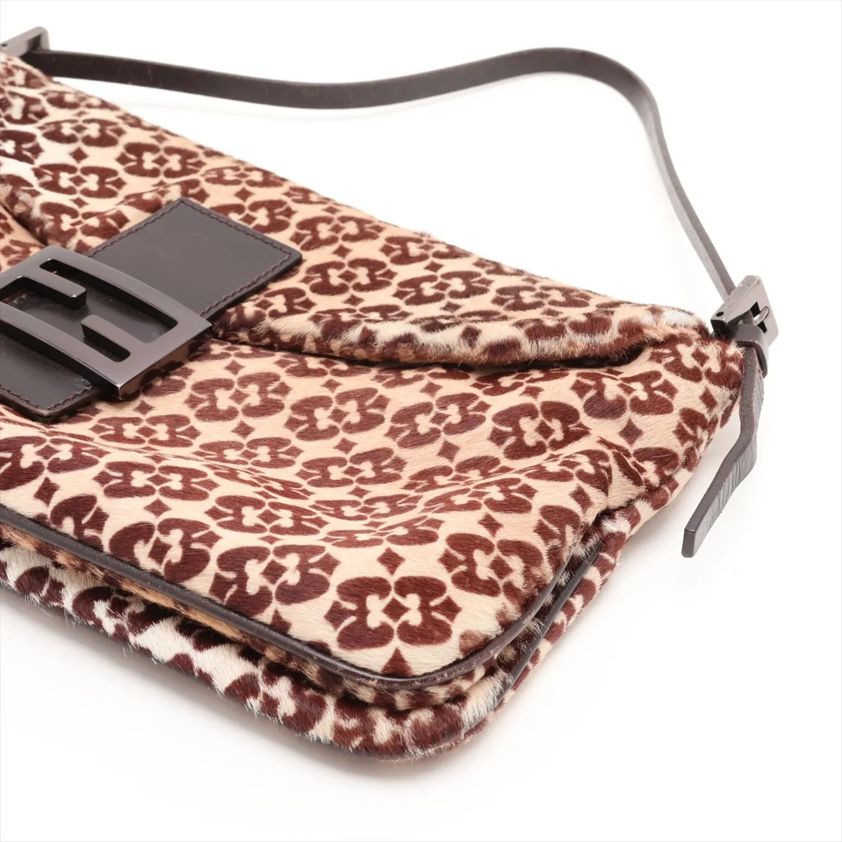 calfskin and leather shoulder bag, brown — view 3