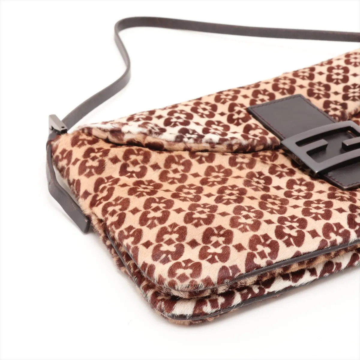 calfskin and leather shoulder bag, brown — view 4