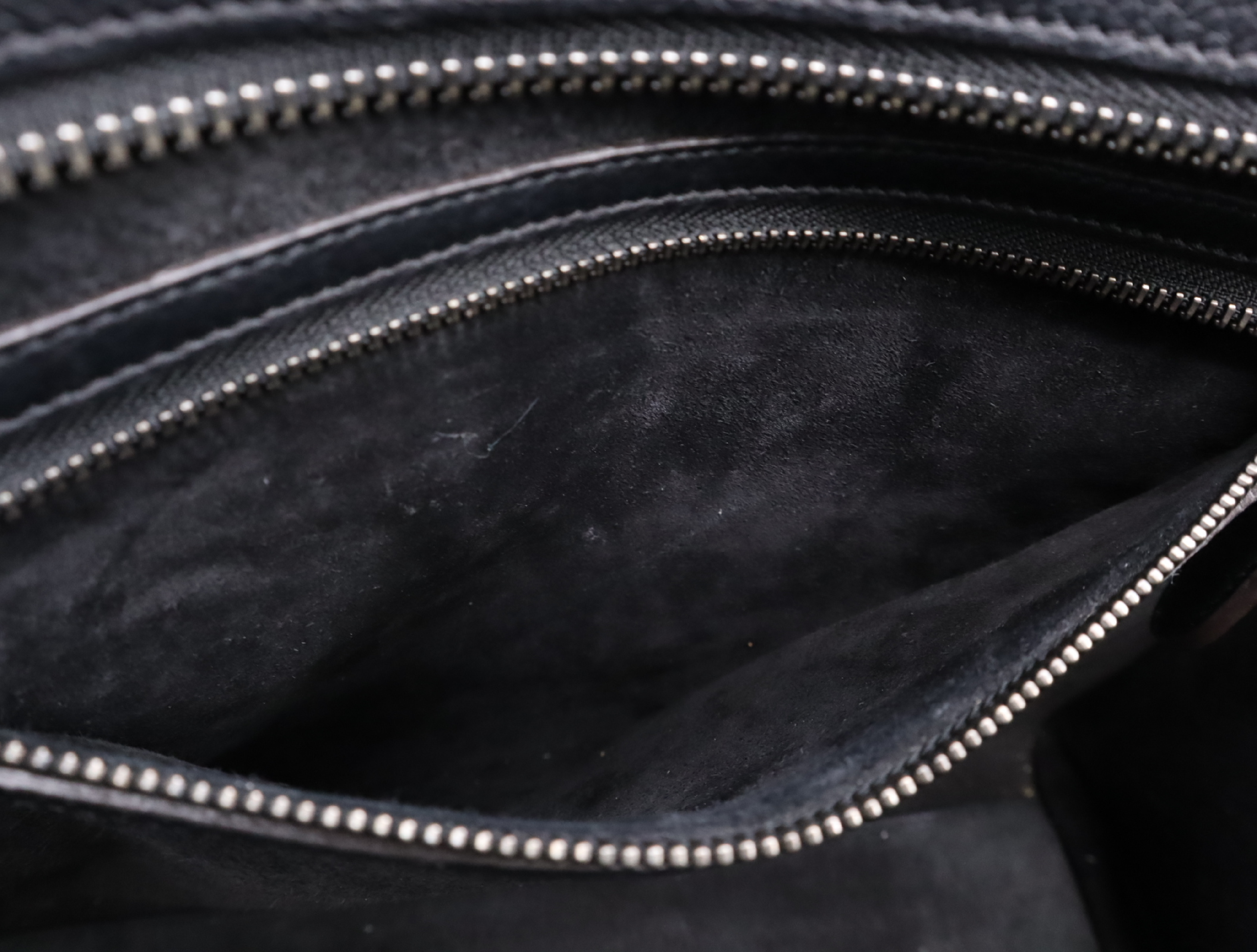 Leather Luggage Micro Shopper Tote Bag, Black with Silver Hardware — view 15