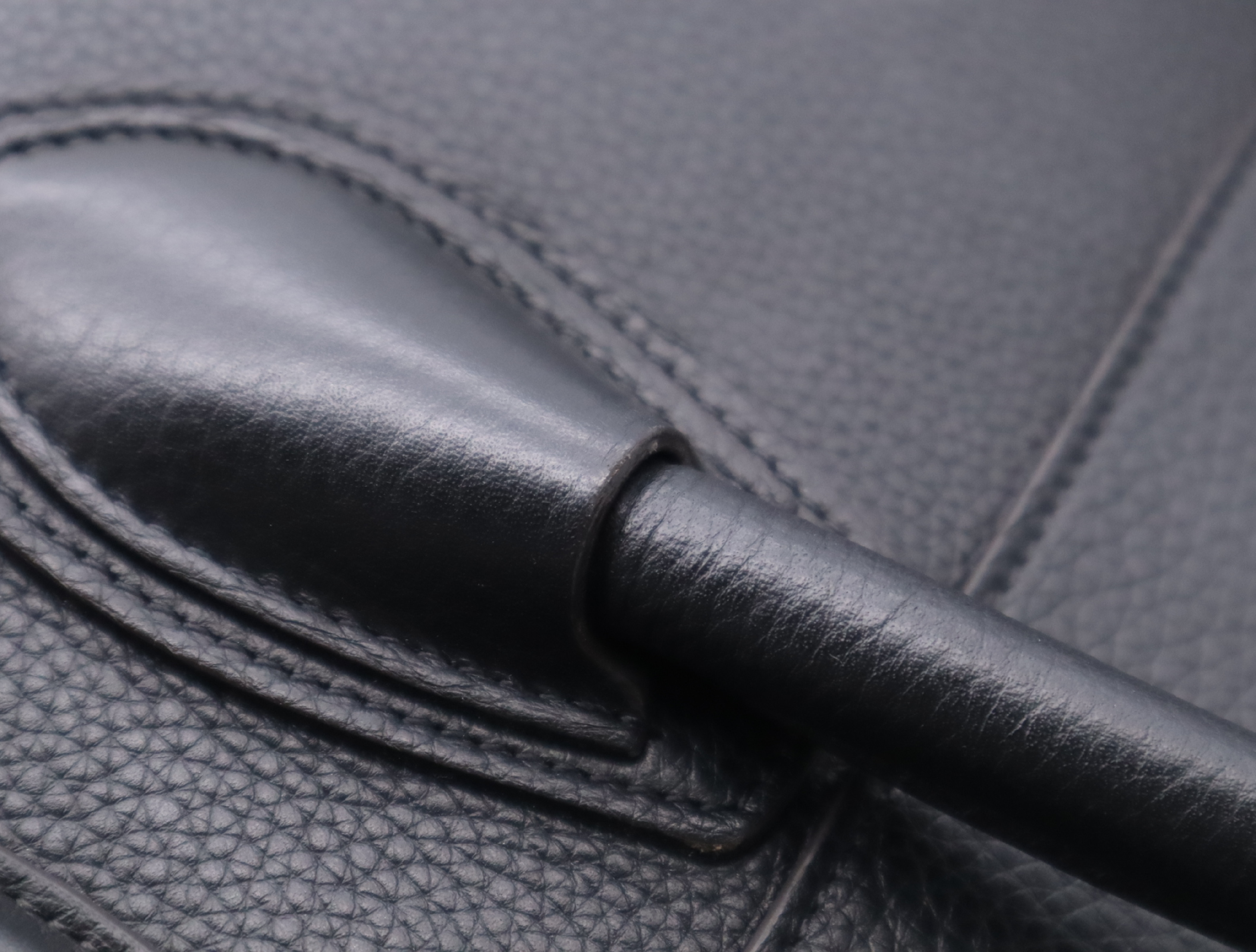 Leather Luggage Micro Shopper Tote Bag, Black with Silver Hardware — view 9