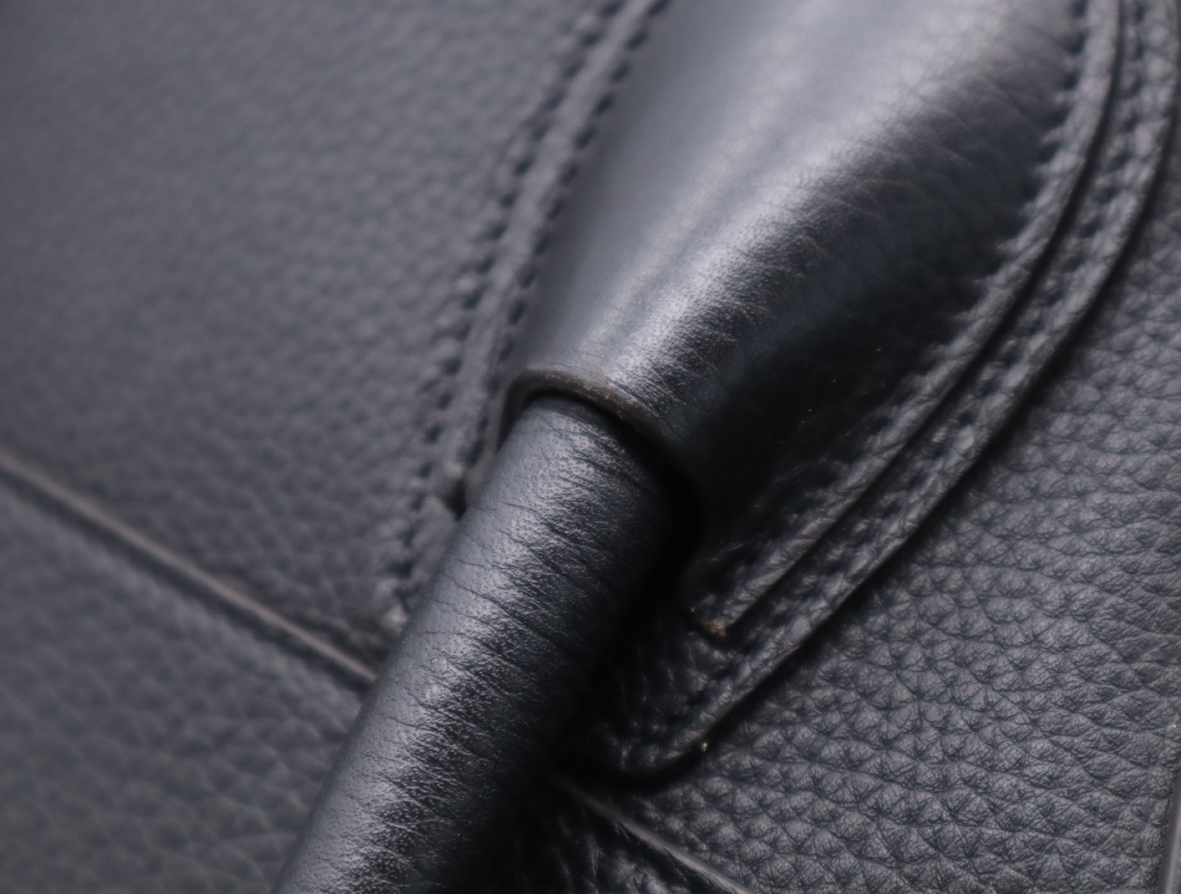 Leather Luggage Micro Shopper Tote Bag, Black with Silver Hardware — view 10