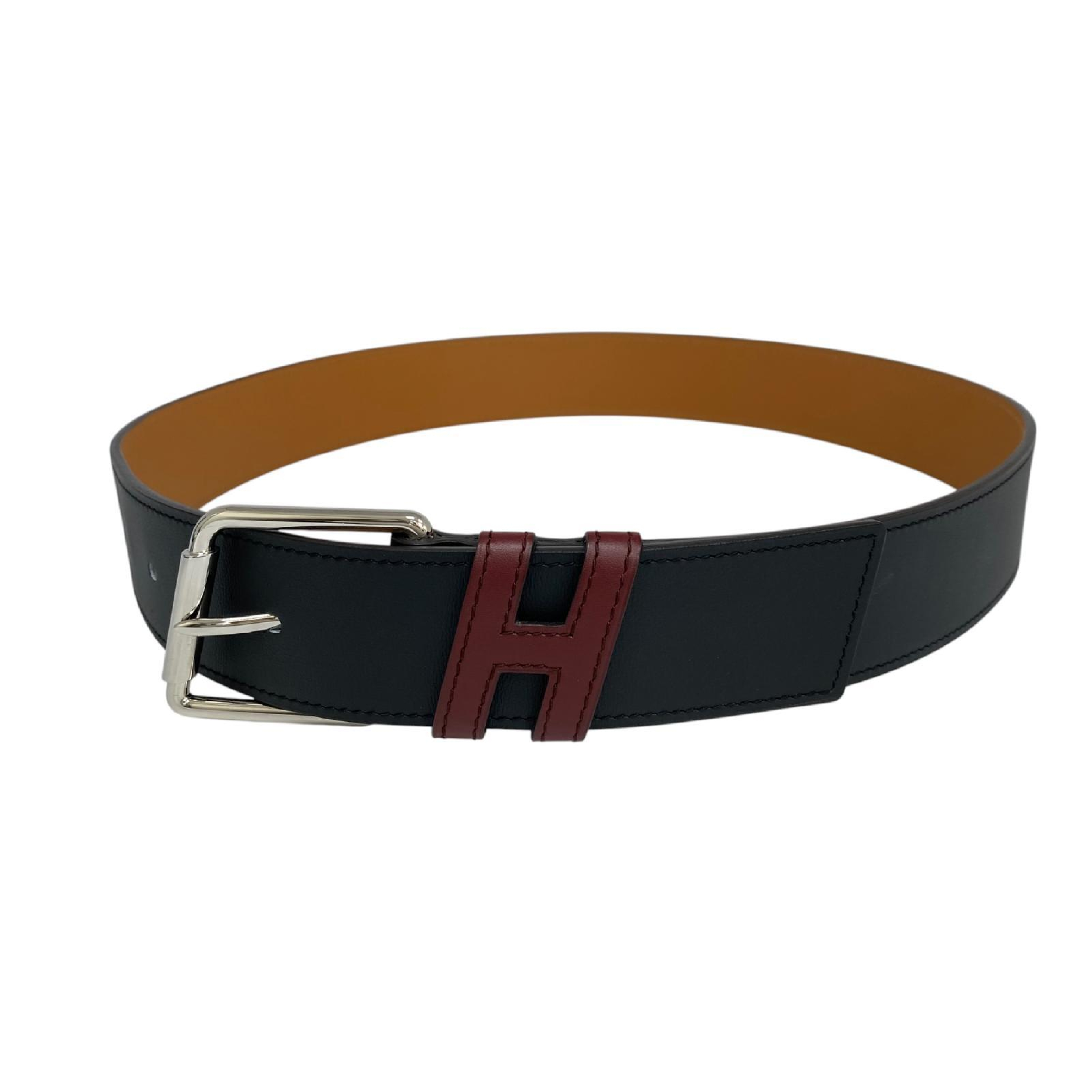 【*Shipped from: Hong Kong*】HERMES ( ) Black Calfskin H Logo Belt #85 Stamp A Belt — view 2