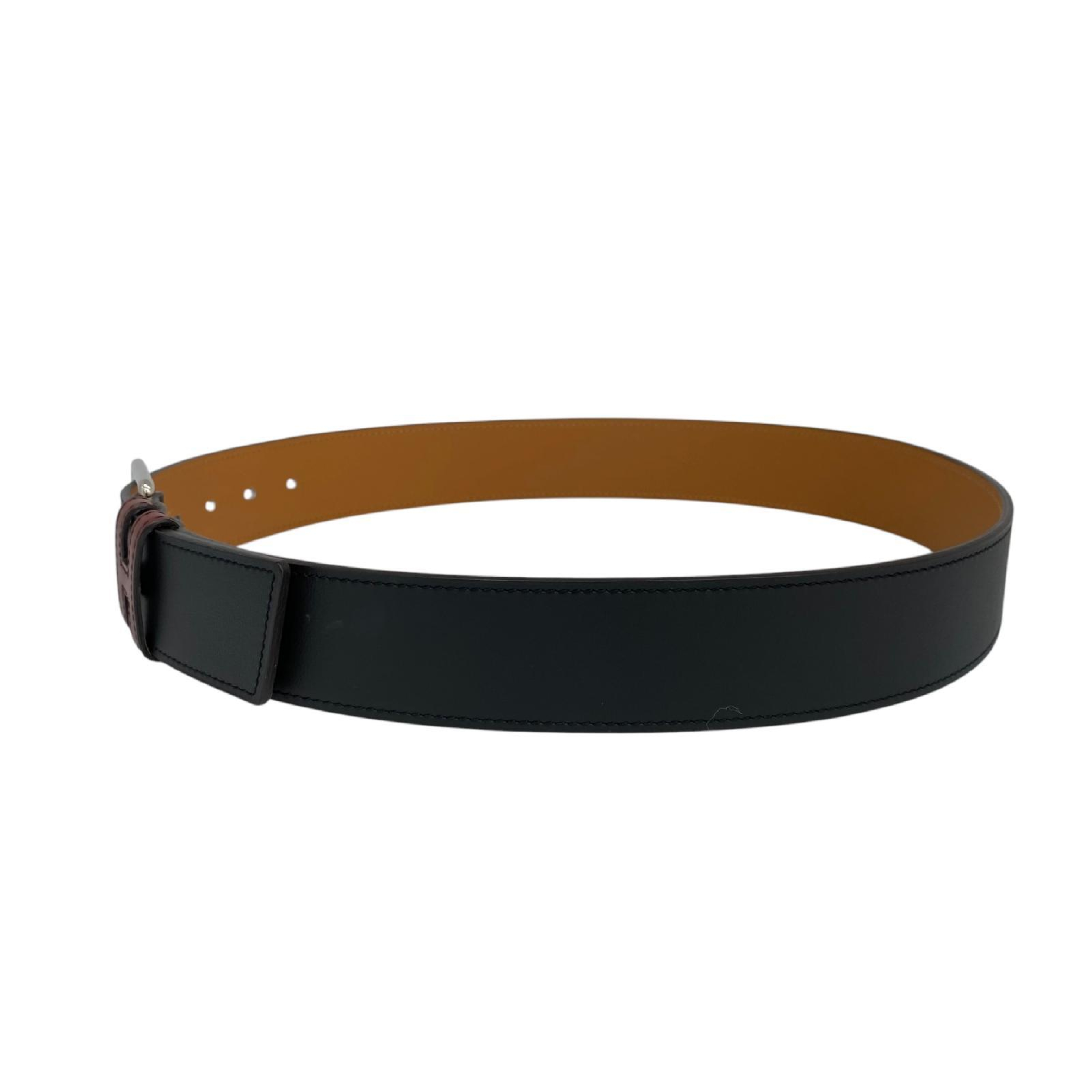 【*Shipped from: Hong Kong*】HERMES ( ) Black Calfskin H Logo Belt #85 Stamp A Belt — view 4