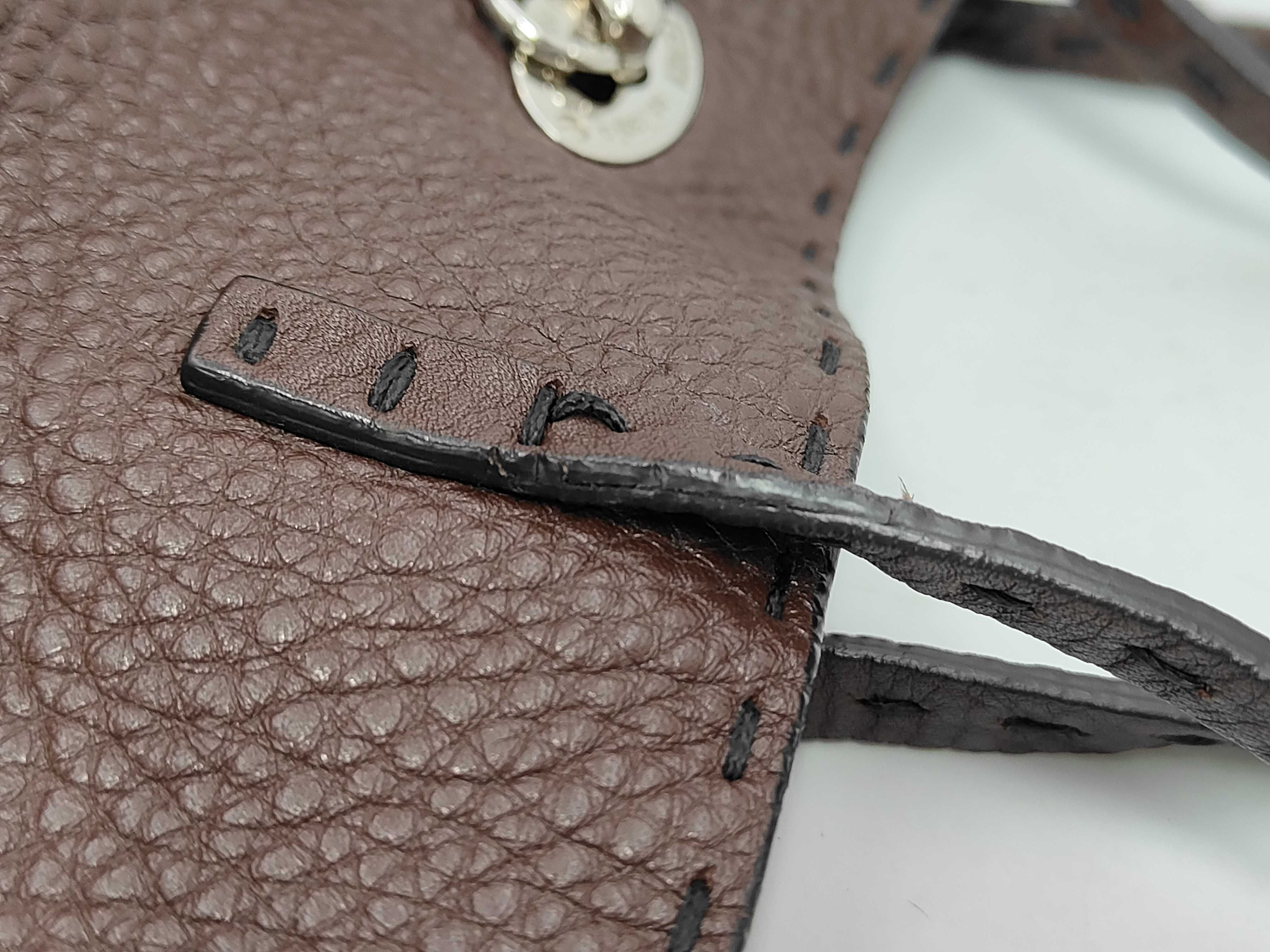 Leather Carla Selleria Tote Bag, Stitched Brown, with Dust Bag. — view 5