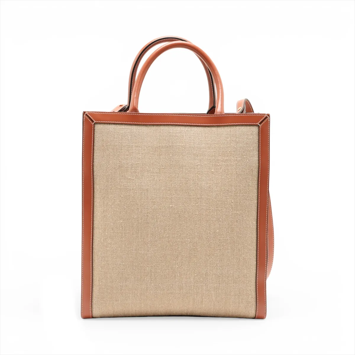 Vertical Cabas Canvas x Leather 2-Way Handbag Brown — view 2