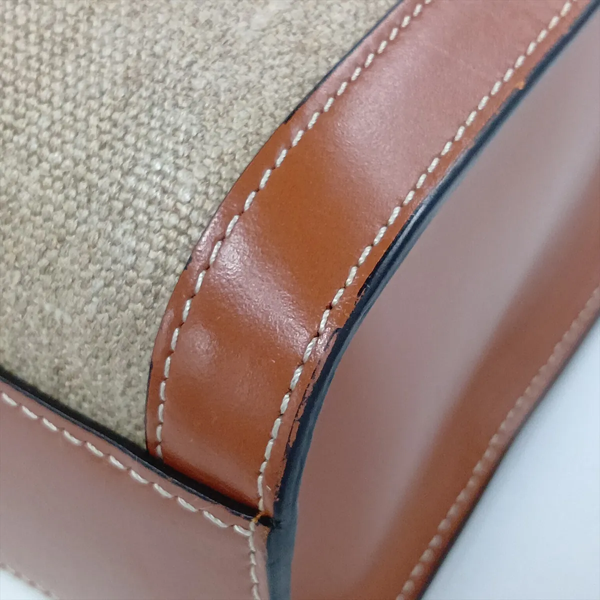 Vertical Cabas Canvas x Leather 2-Way Handbag Brown — view 14