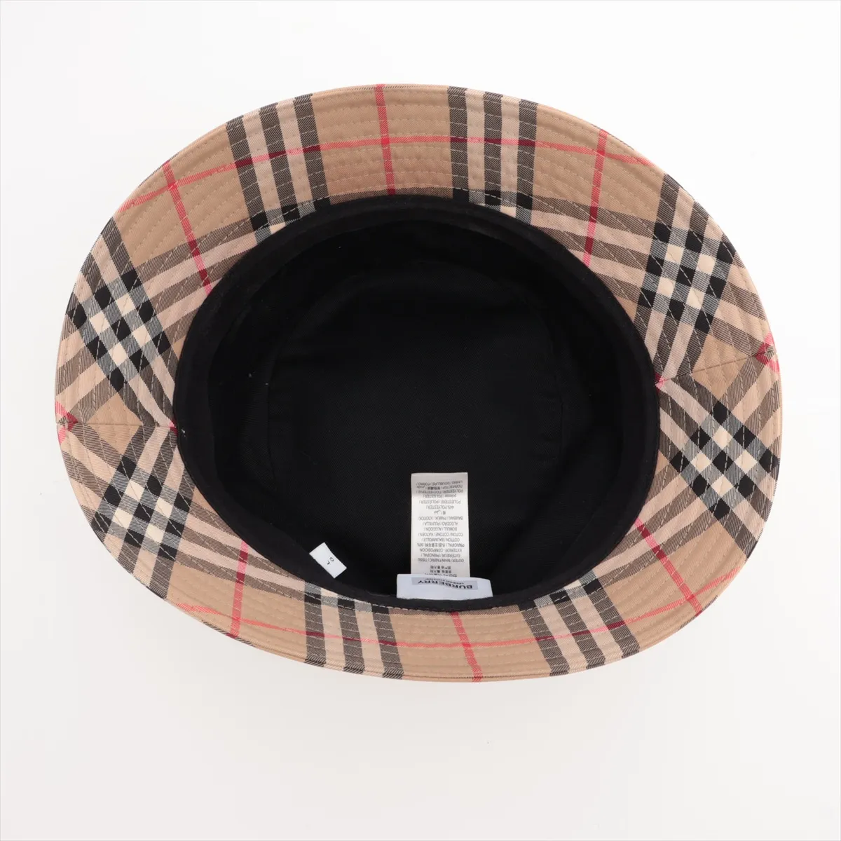 Nova Check Bucket Hat, Size L, Cotton x Polyester, Beige. Shows signs of wear, — view 4