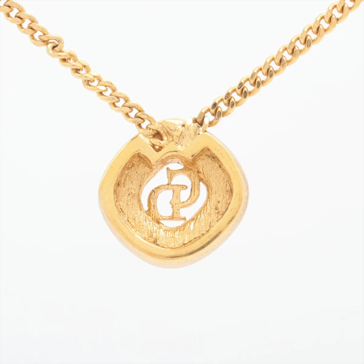 CD Logo Necklace GP x Rhinestone Gold — view 2