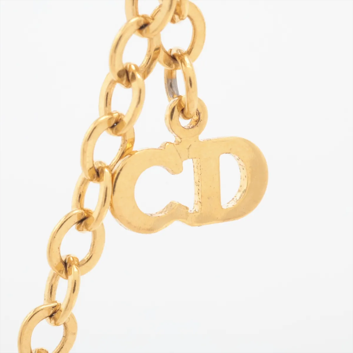 CD Logo Necklace GP x Rhinestone Gold — view 4
