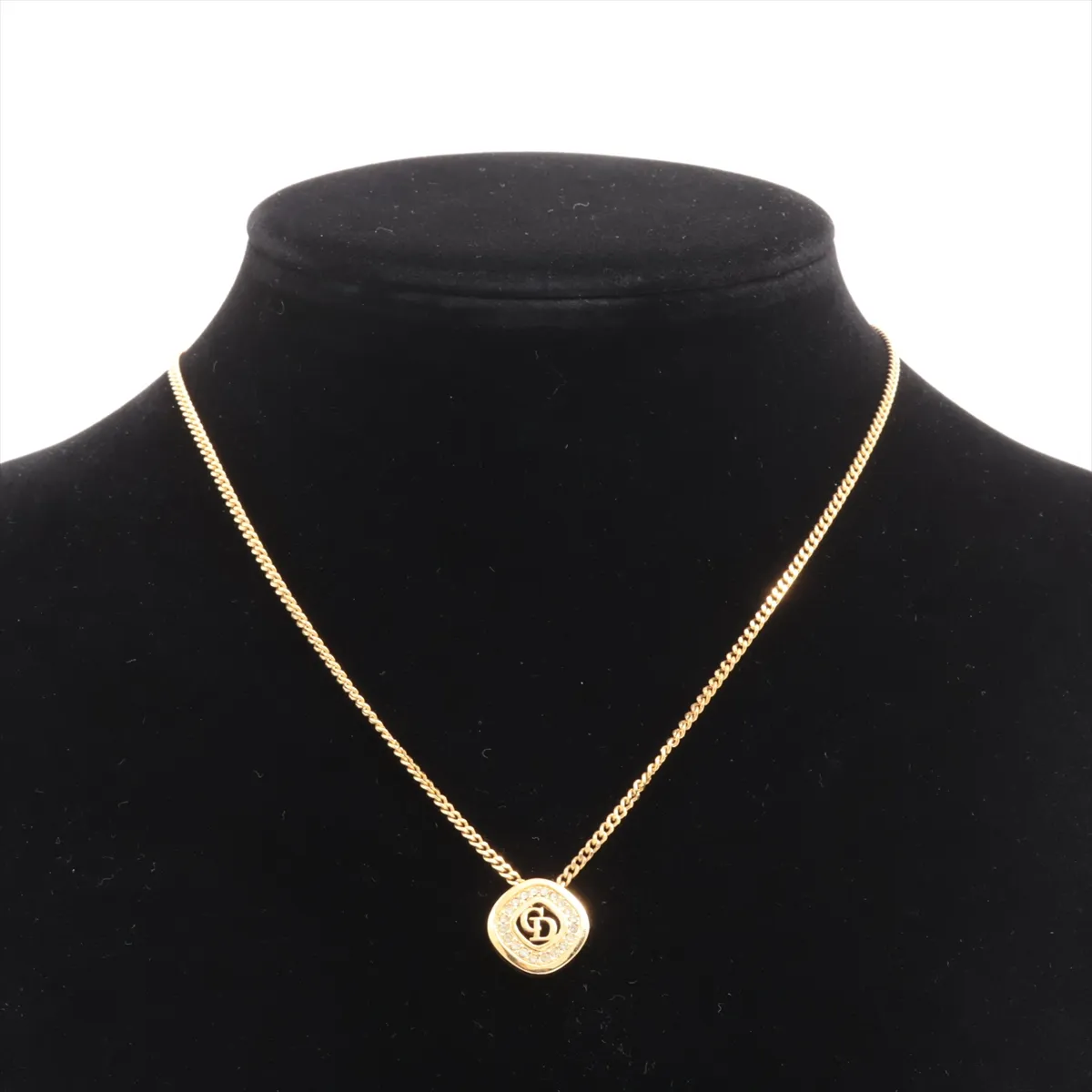 CD Logo Necklace GP x Rhinestone Gold — view 5