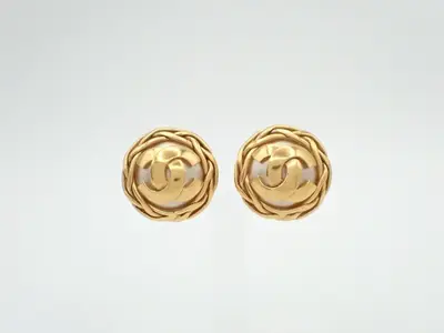 Earrings, Coco Mark design, gold, pearl