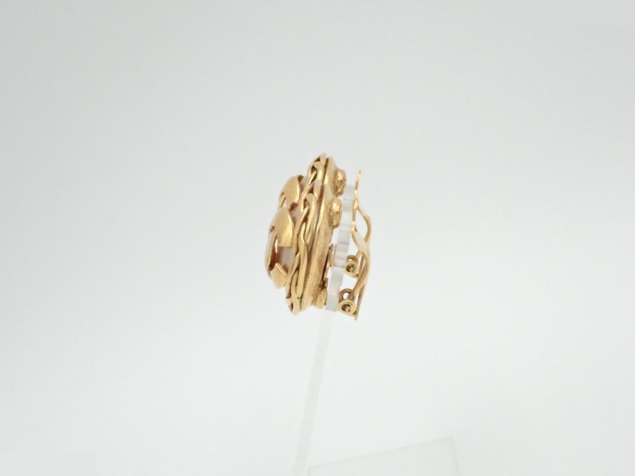 Earrings, Coco Mark design, gold, pearl — view 3