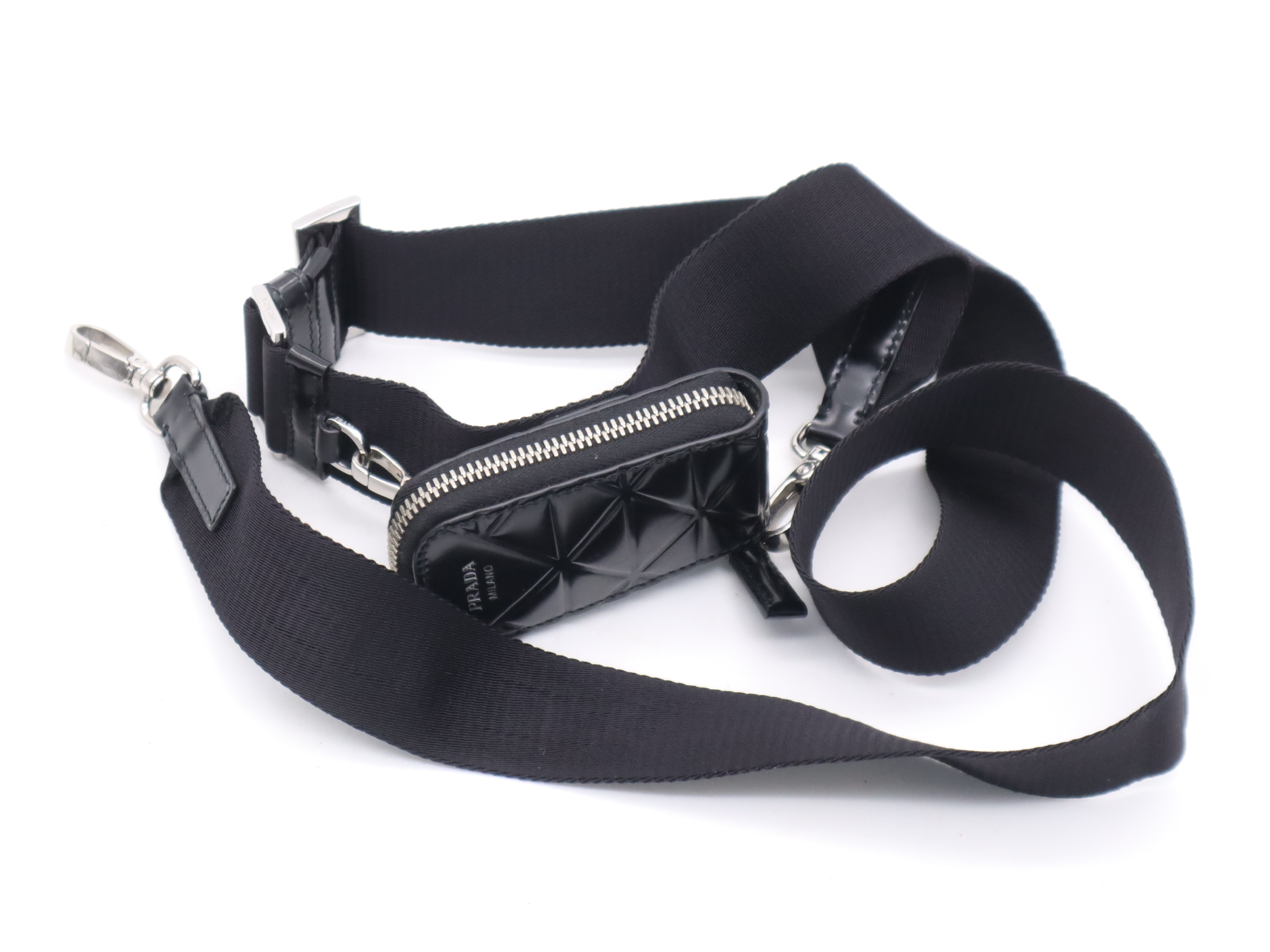 Leather Shoulder Bag, Black, with Shoulder Strap and Pouch. — view 11