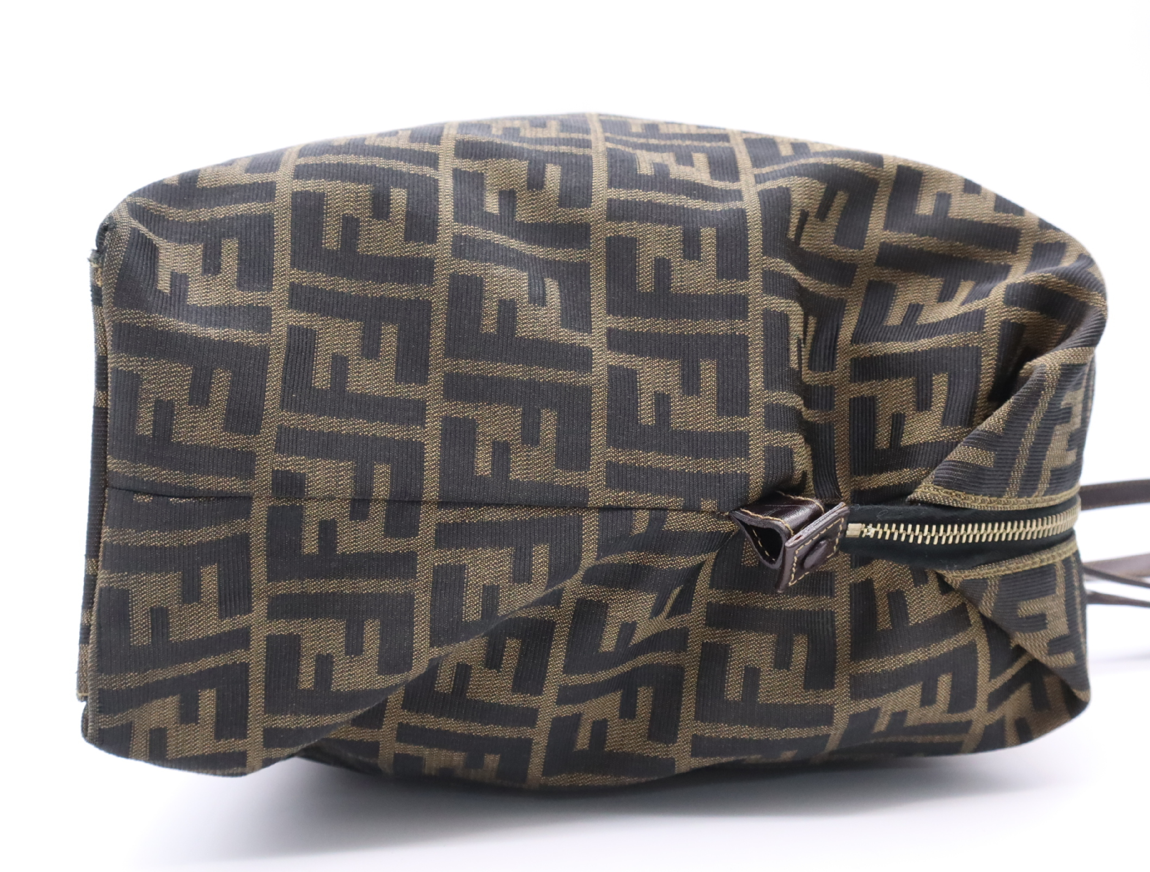 Canvas x Leather Zucca Pattern Tote Bag, Brown, Gold Hardware — view 5