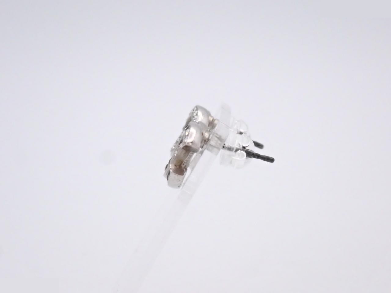 earrings, C22V, Coco Mark design, rhinestones, silver, 1.3cm wide. — view 3