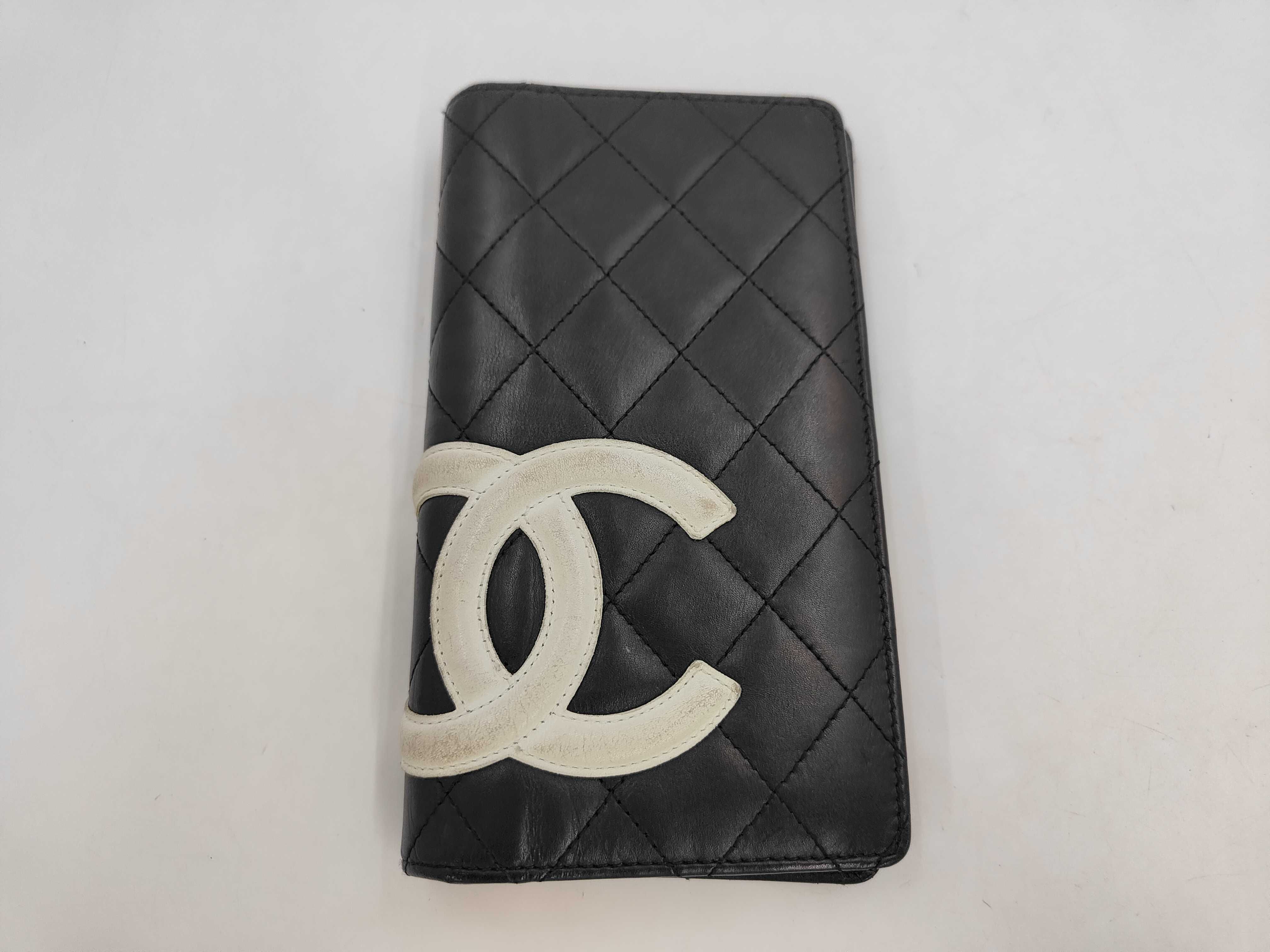 Cambon Long Wallet, Lambskin Leather, Silver Hardware, Black, 14593175