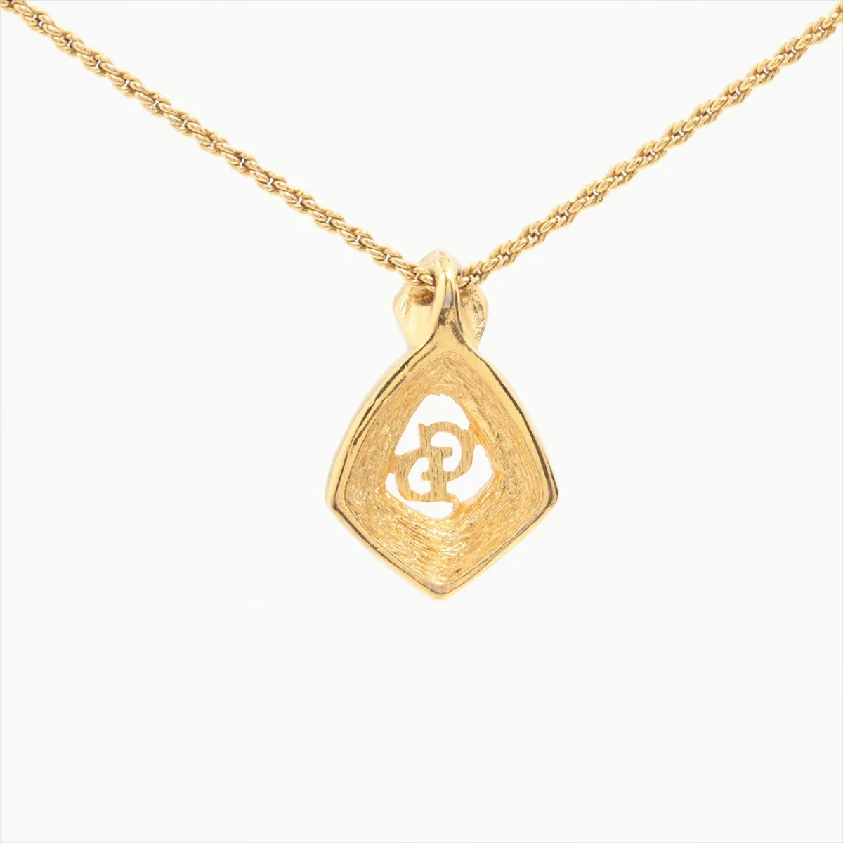 CD Logo Necklace GP x Rhinestone Gold — view 2