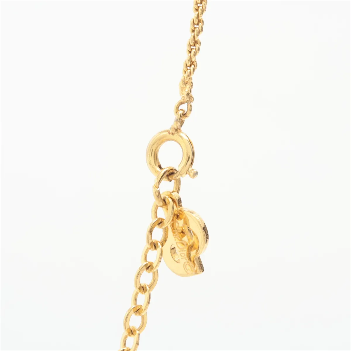 CD Logo Necklace GP x Rhinestone Gold — view 3