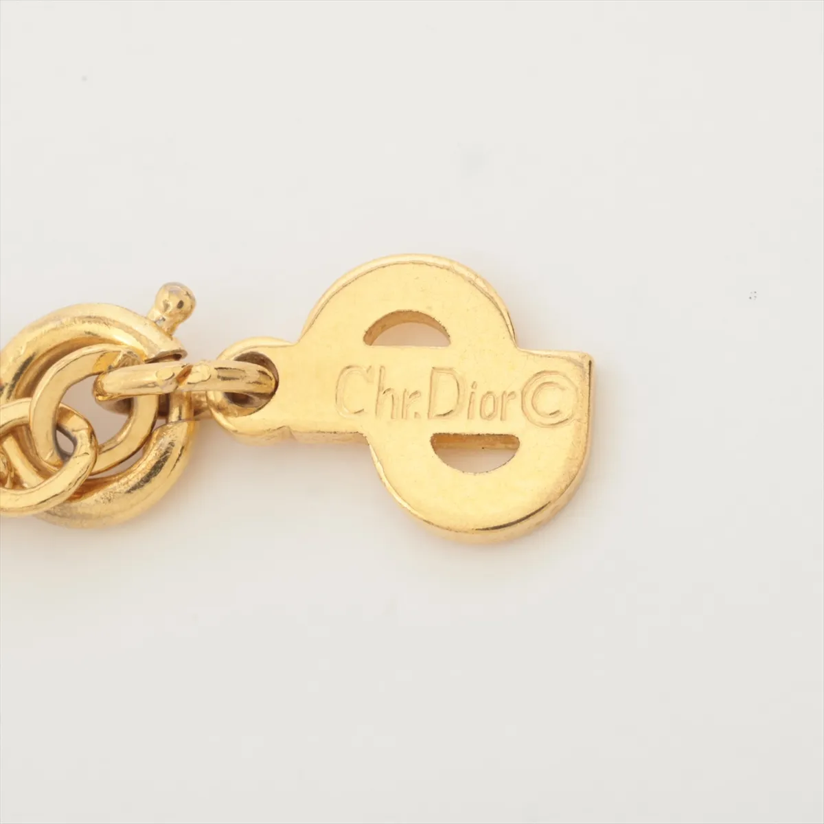 CD Logo Necklace GP x Rhinestone Gold — view 4