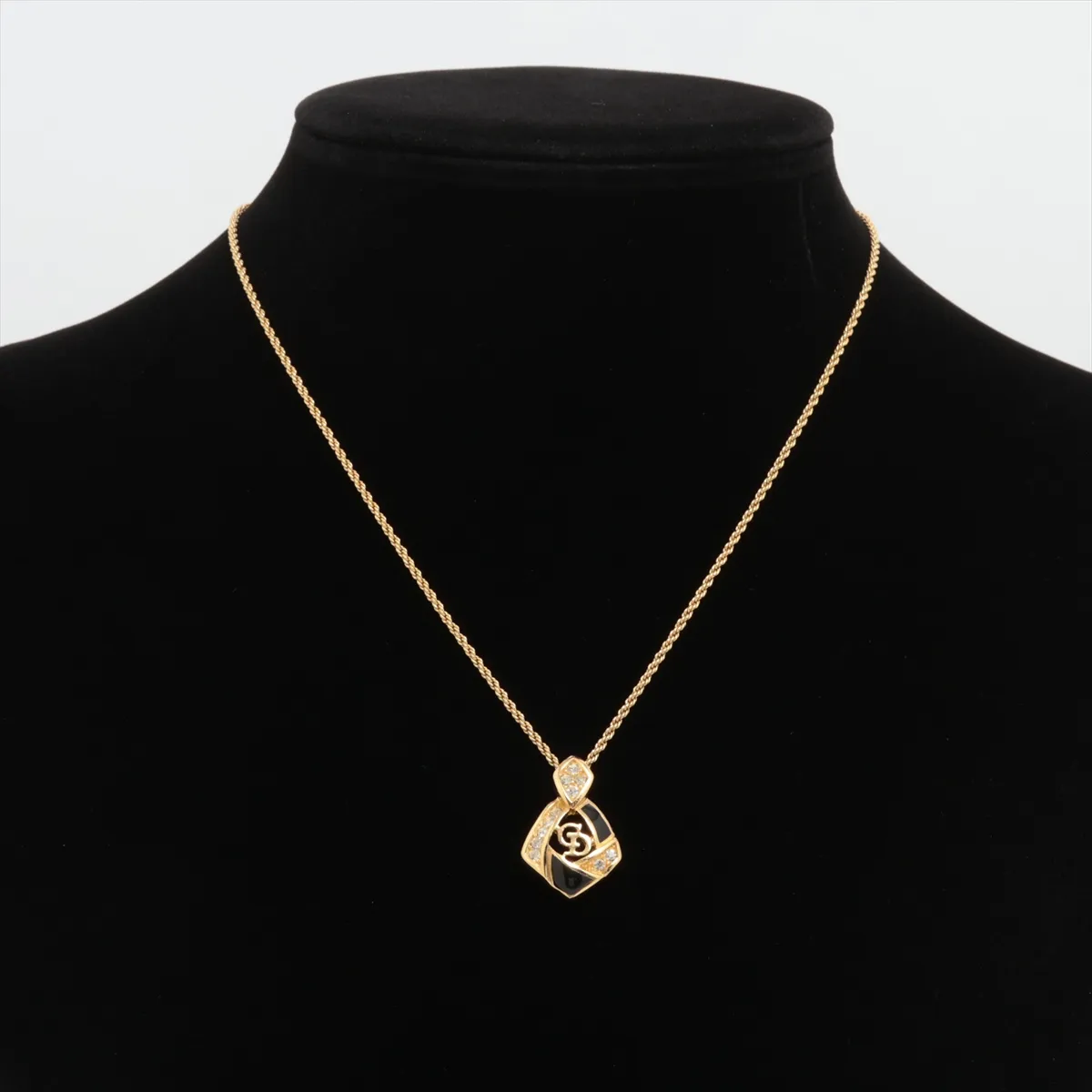 CD Logo Necklace GP x Rhinestone Gold — view 5