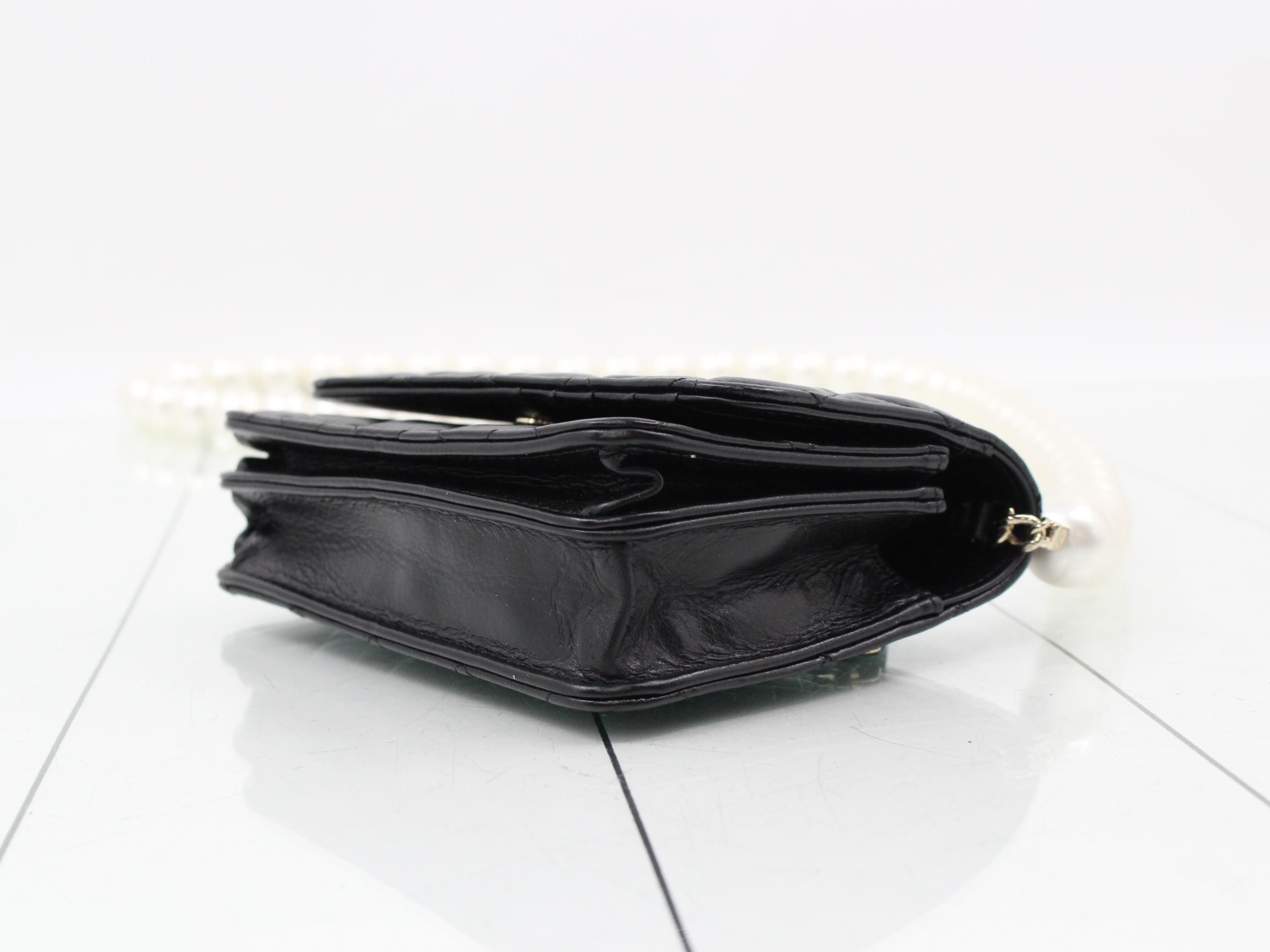 Matelassé Lambskin Pearl Chain Wallet — view 6